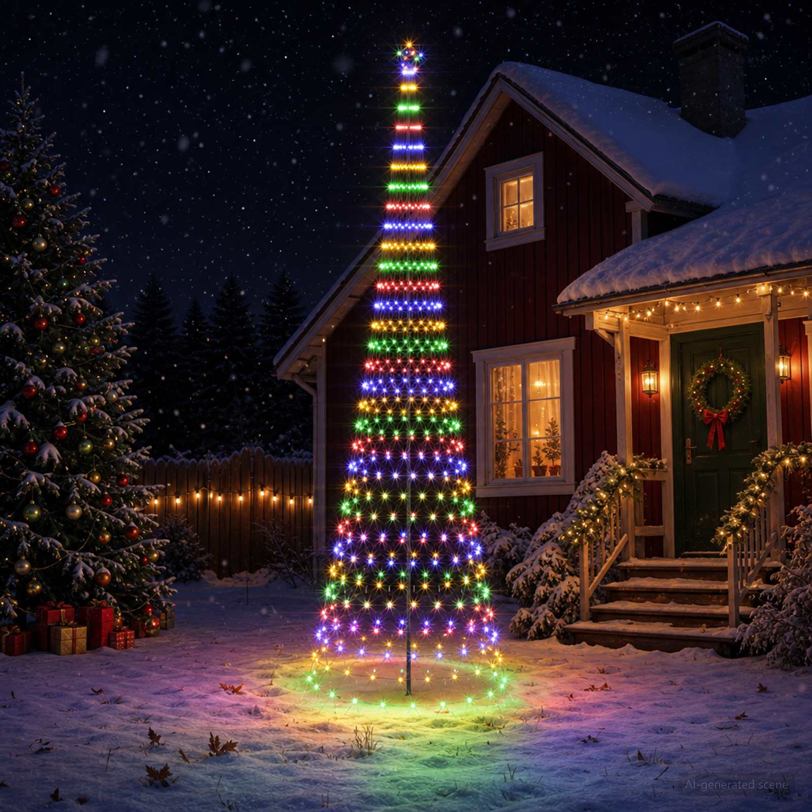 LED božično drevesce 500 cm 550 LED Večbarvno elezo Črna