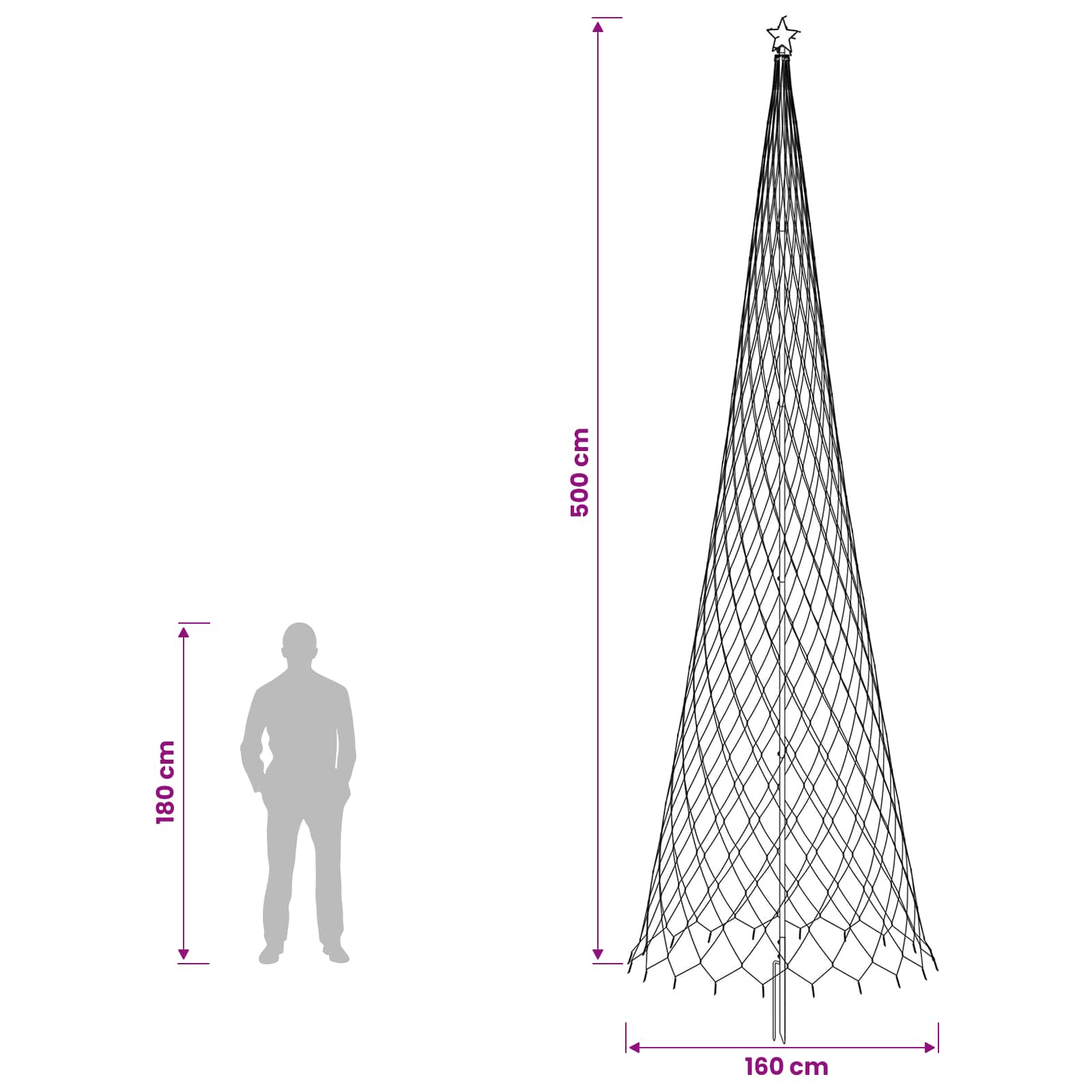 LED božično drevesce 500 cm 550 LED Večbarvno elezo Črna