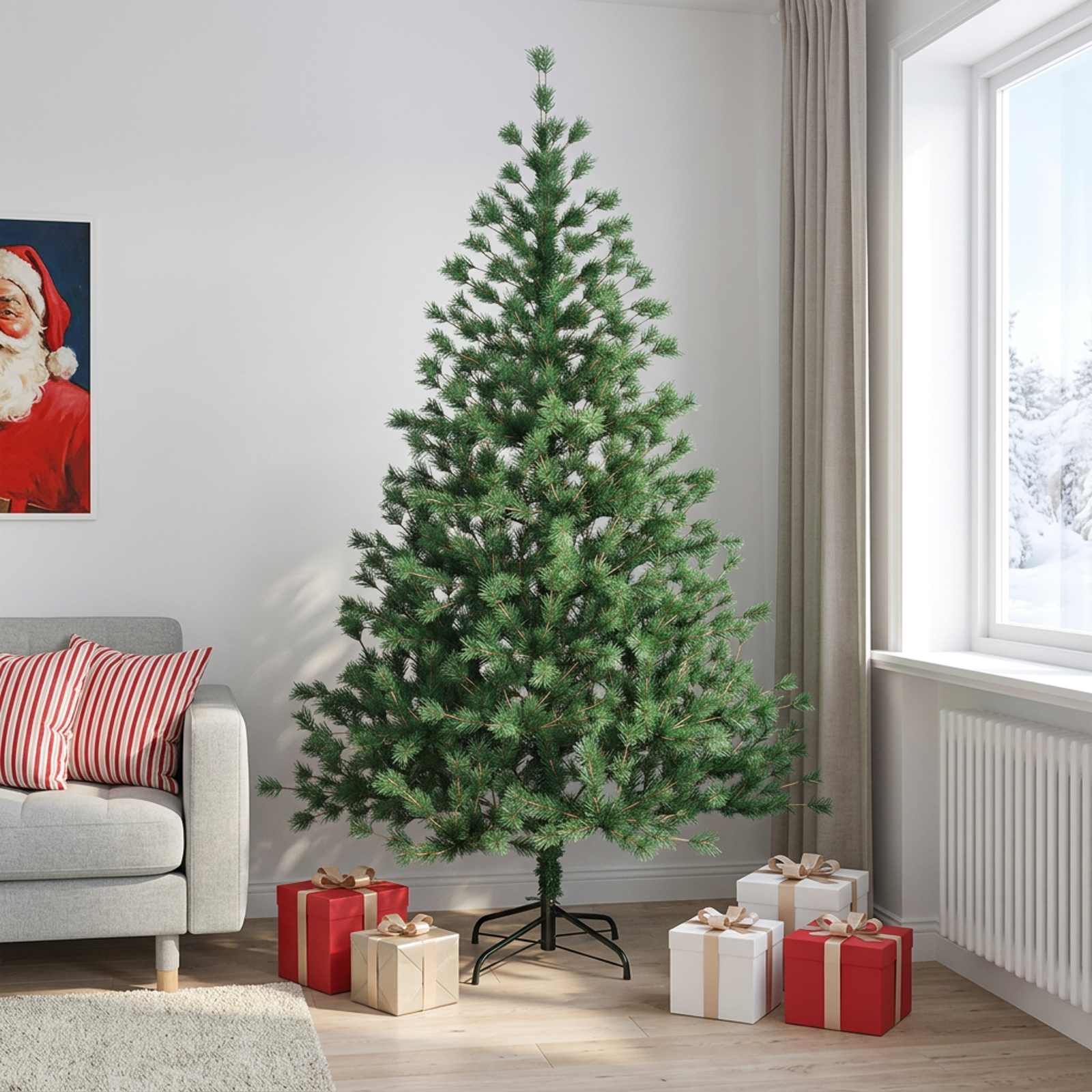 vidaXL Kunstigt Hinged Juletræ 210 cm PVC og metal Grøn