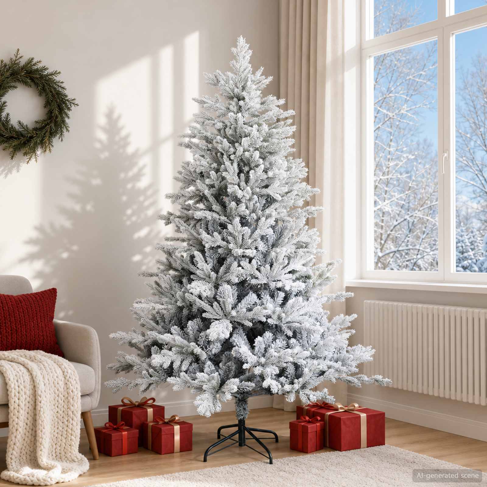 vidaXL Kunstigt Hinged Juletræ 180 cm PVC og metal Grøn og Hvid