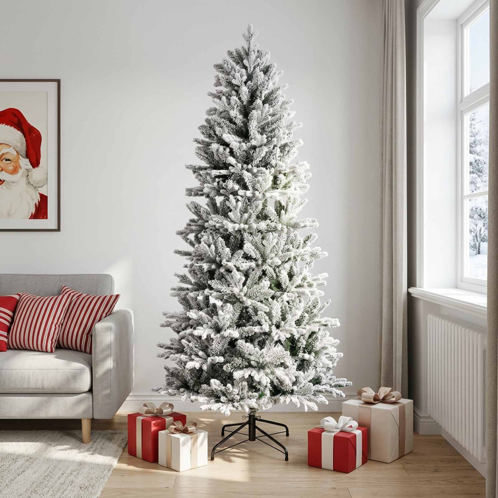 vidaXL Kunstigt Hinged Juletræ 240 cm PVC og PE Grøn og Hvid