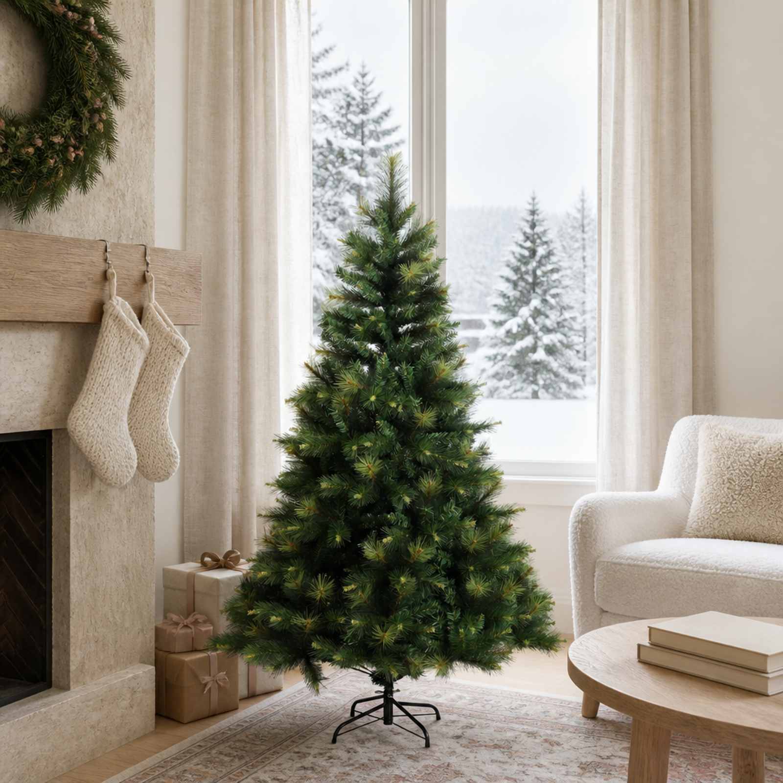 vidaXL Kunstigt Hinged Juletræ 150 cm PVC og metal Grøn