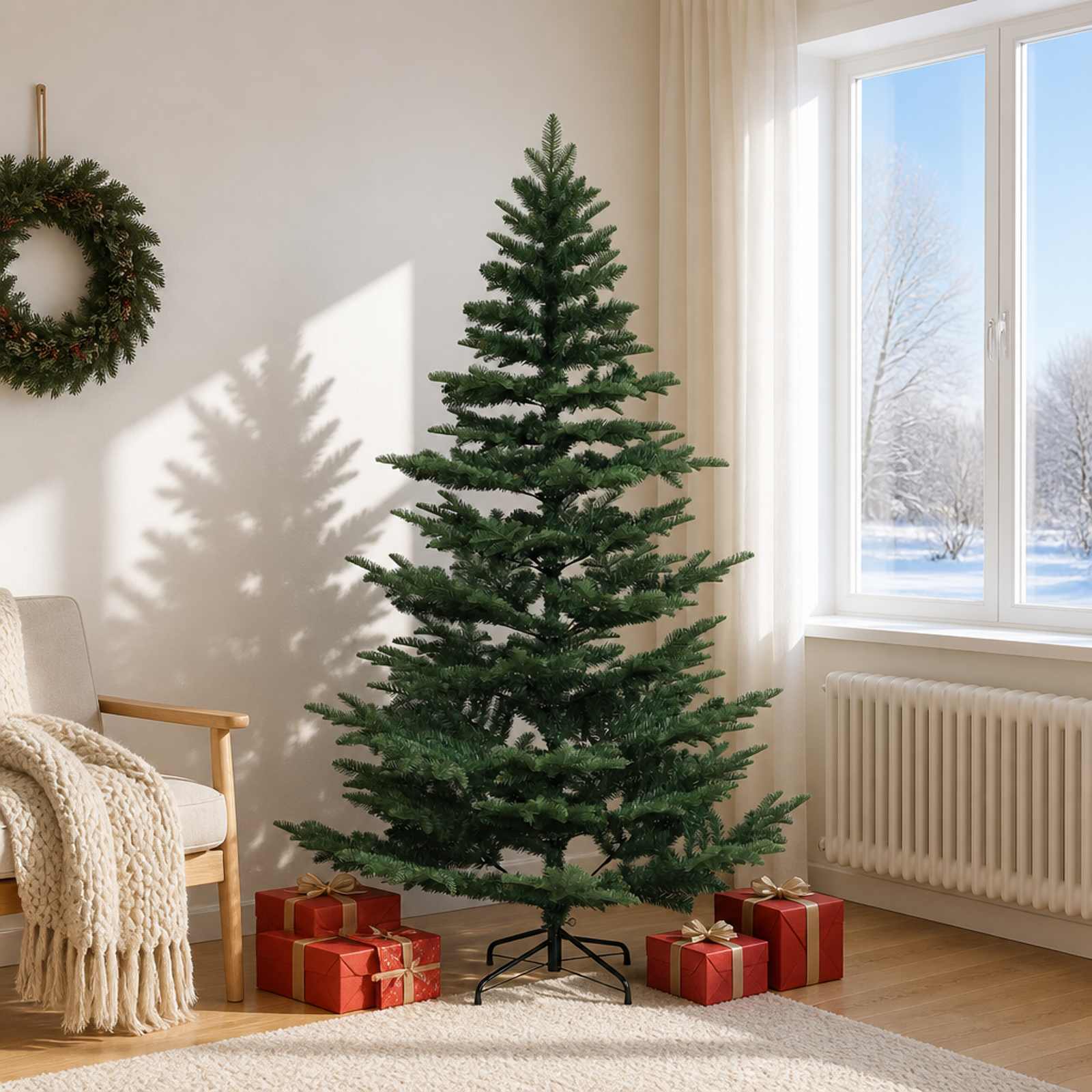 vidaXL Kunstigt Hinged Juletræ 180 cm PE og PVC Grøn
