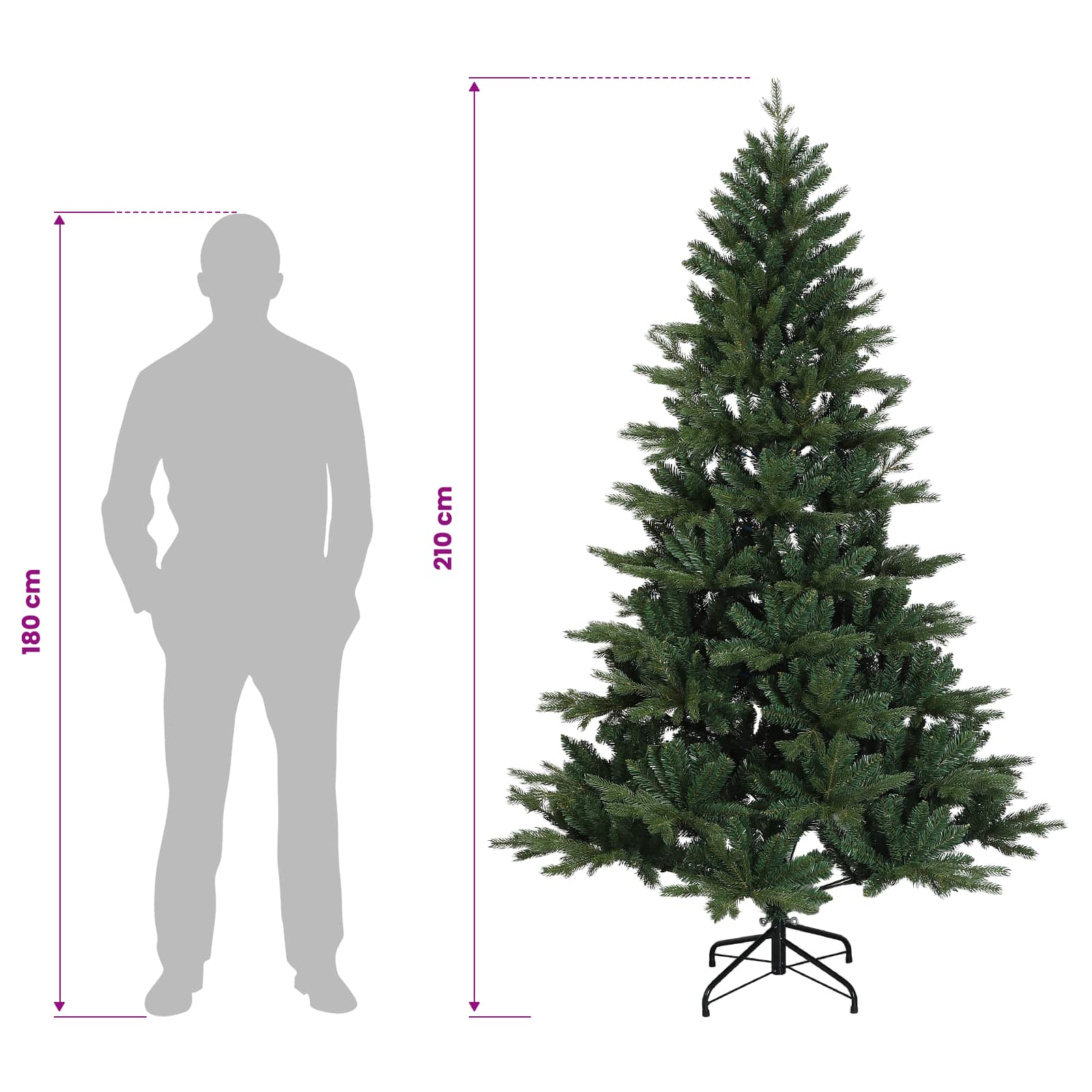 Umetno Zložljivo Božično Drevo 210 cm PVC in kovina Zelena