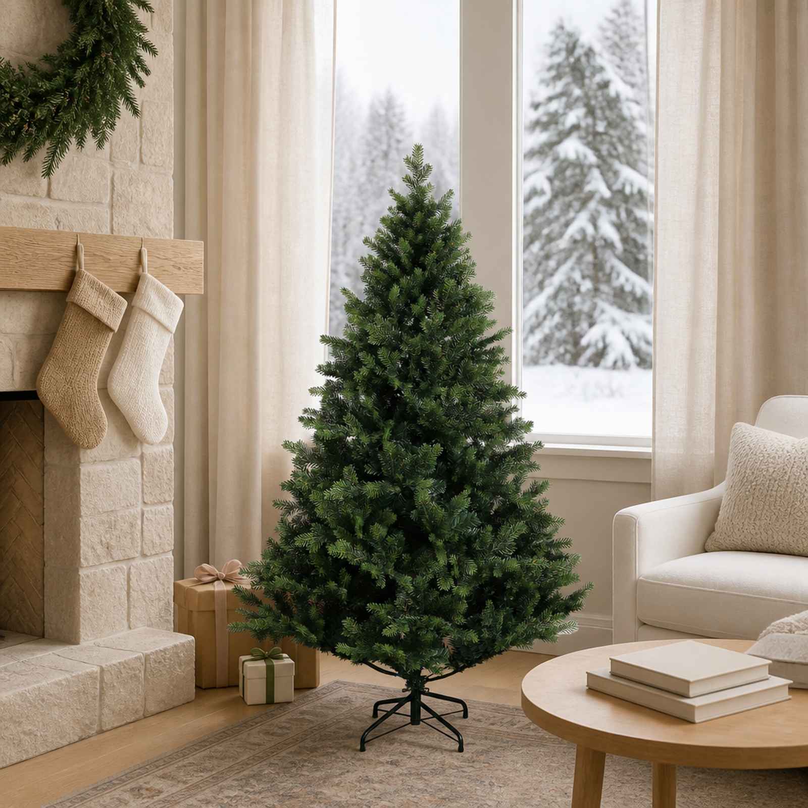 vidaXL Kunstigt Hinged Juletræ 120 cm PVC og metal Grøn
