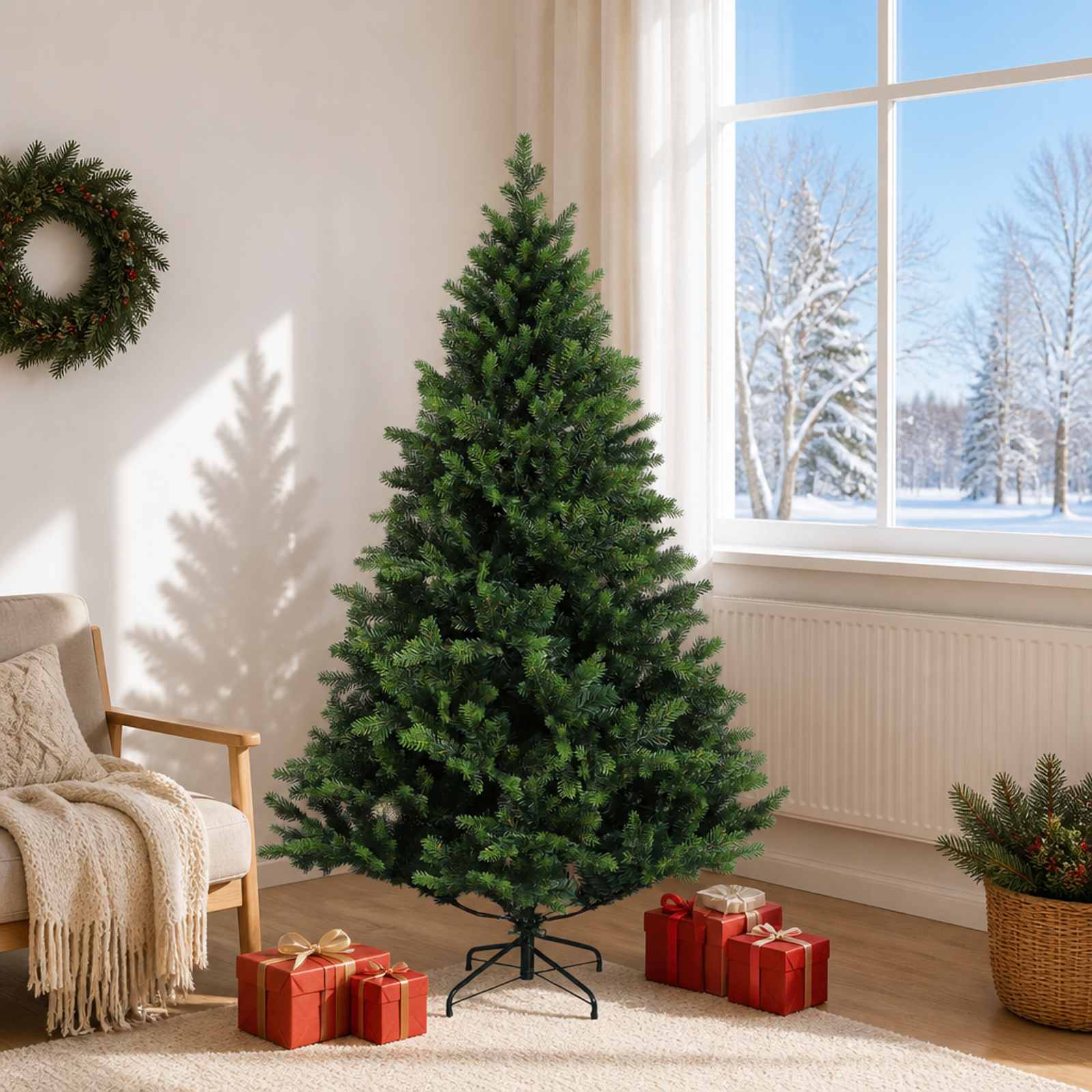 vidaXL Kunstigt Hinged Juletræ 180 cm PVC og metal Grøn