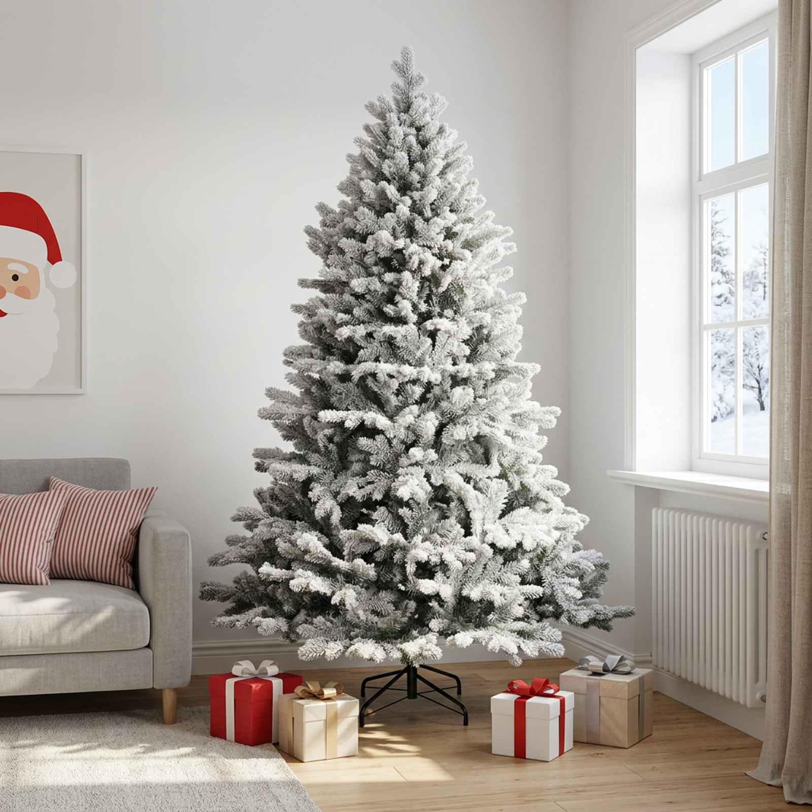 vidaXL Kunstigt Hinged Juletræ 210 cm PVC og metal Grøn og Hvid