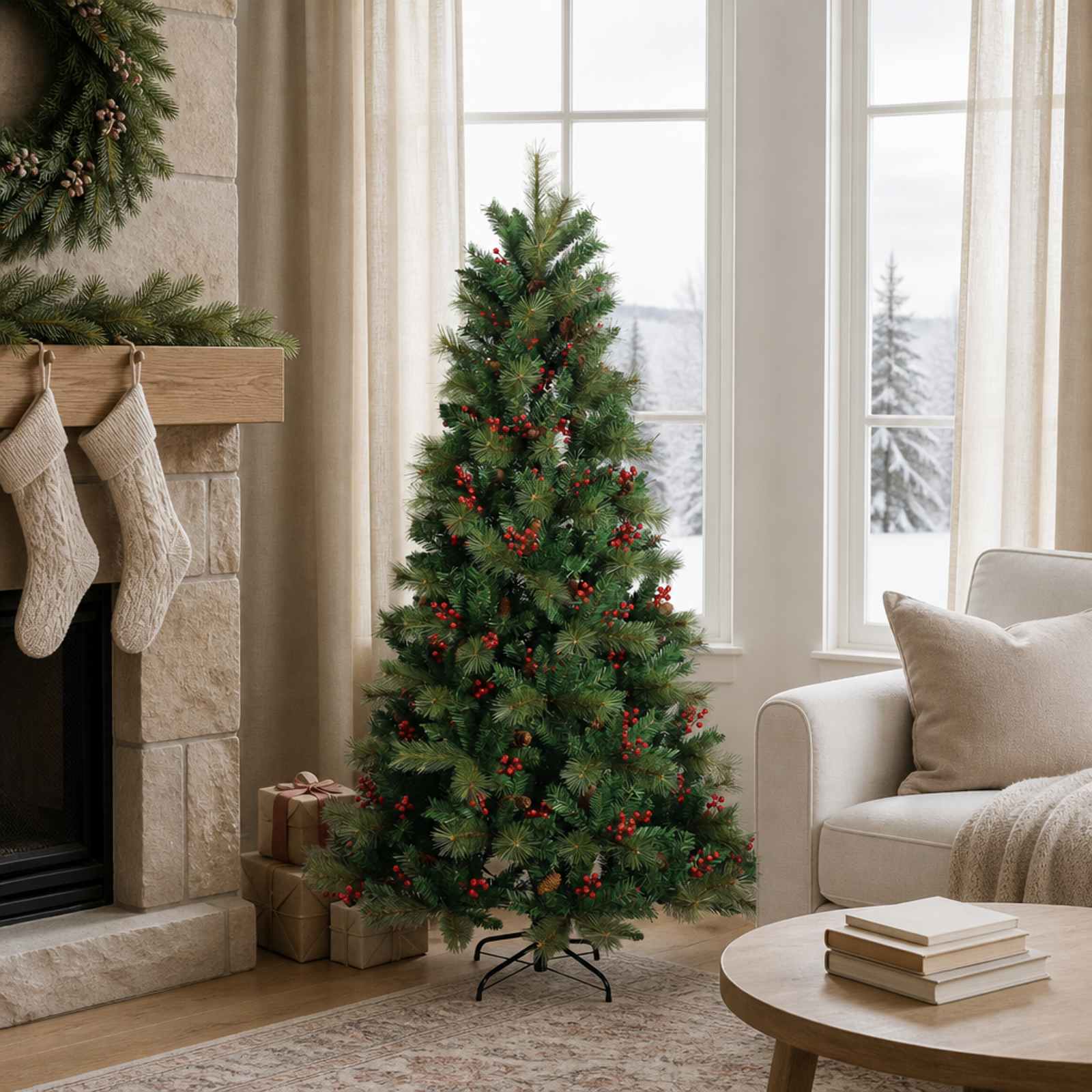 vidaXL Künstlicher klappbarer Weihnachtsbaum 150 cm PVC und Metall