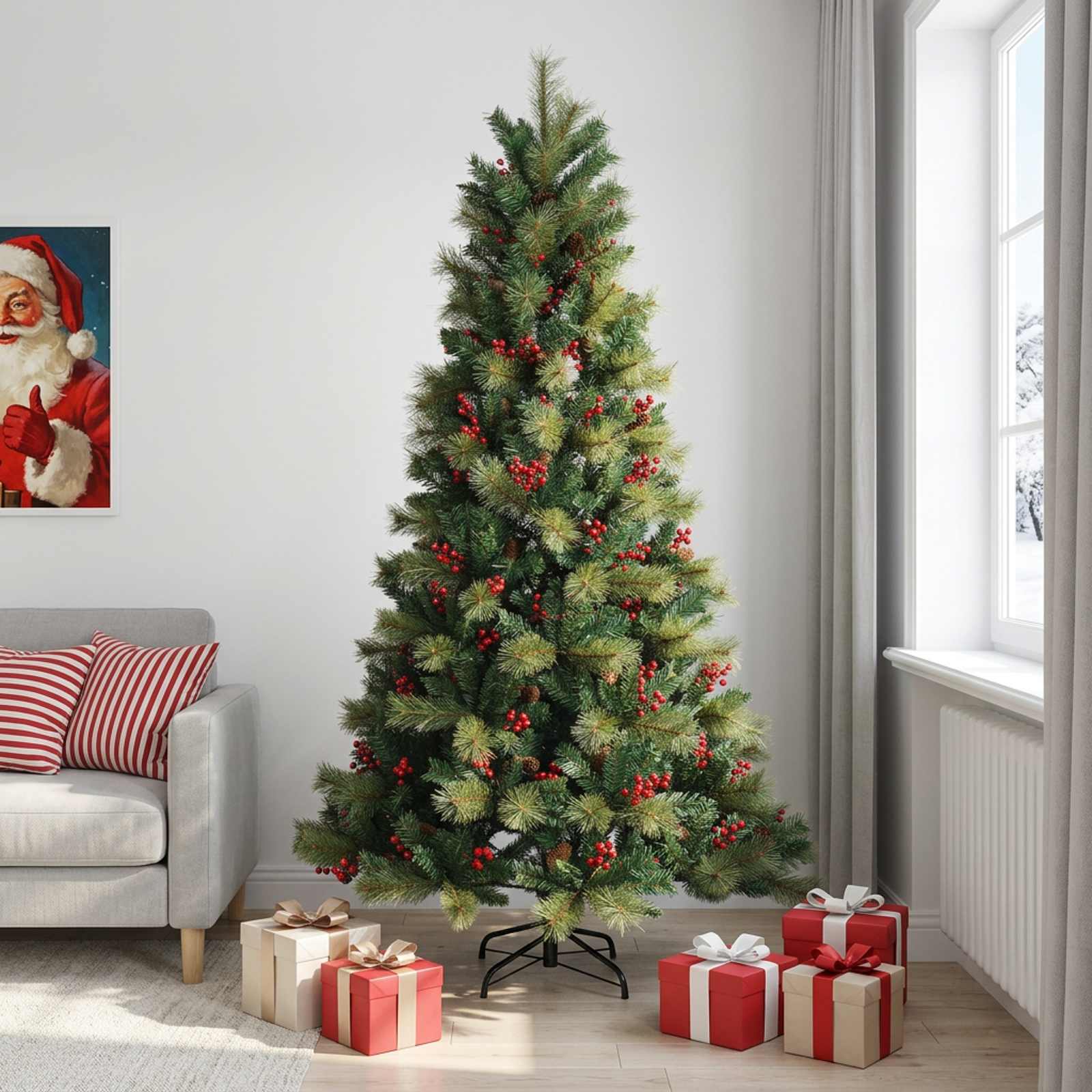 vidaXL Kunstigt Hinged Juletræ 210 cm PVC og metal Grøn