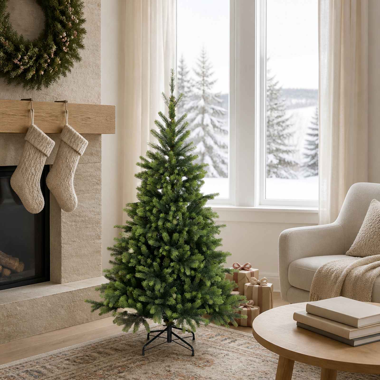 vidaXL Kunstigt Hinged Juletræ 150 cm PVC og metal Grøn