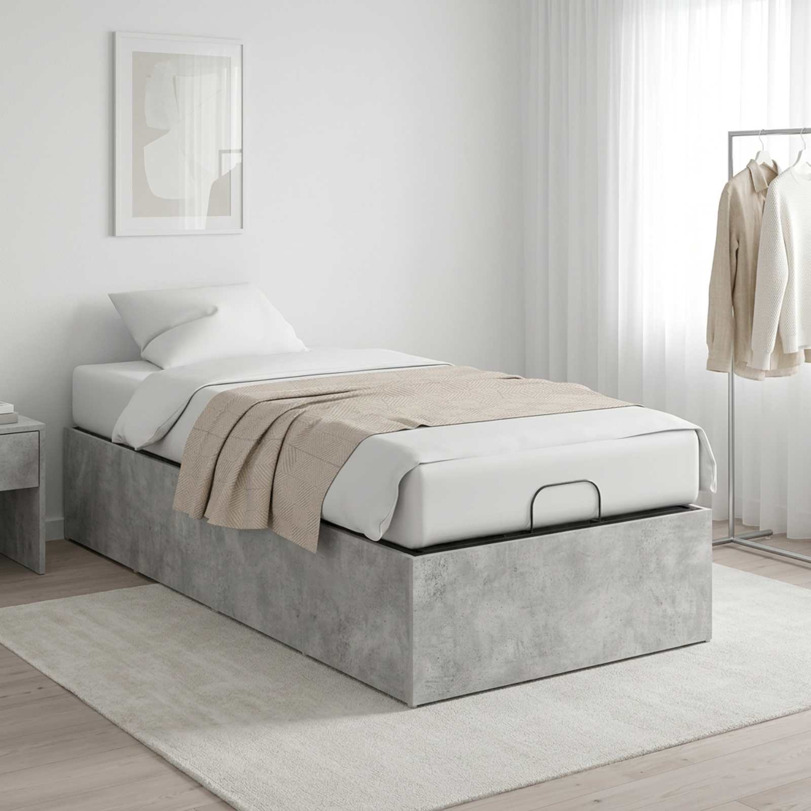 vidaXL Bettumrandung für verstellbare Bettbasis Betongrau 70 x 200 cm