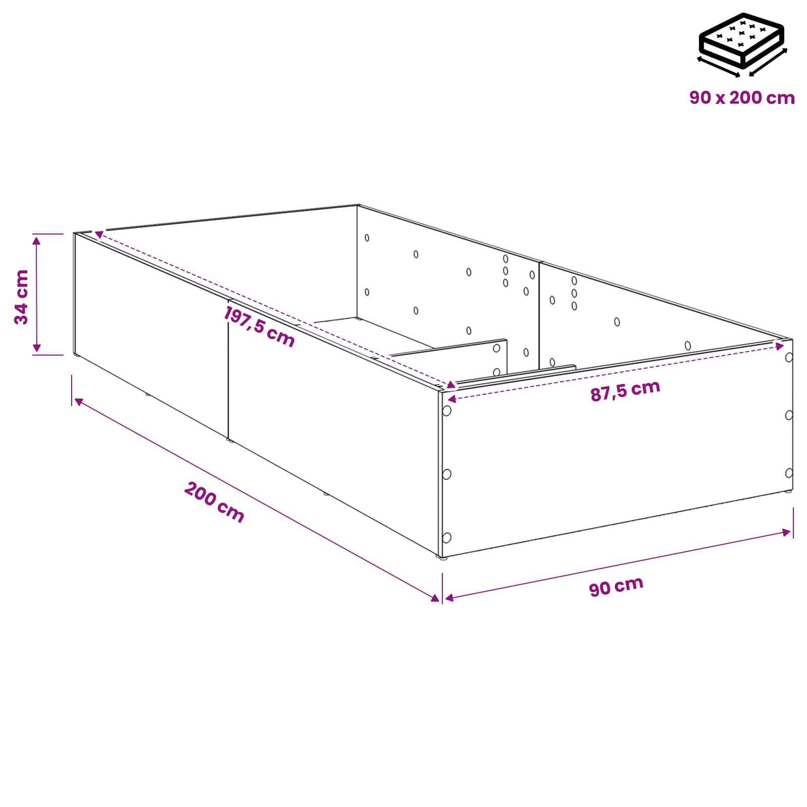 Bed Surround for Adjustable Bed Base size guide