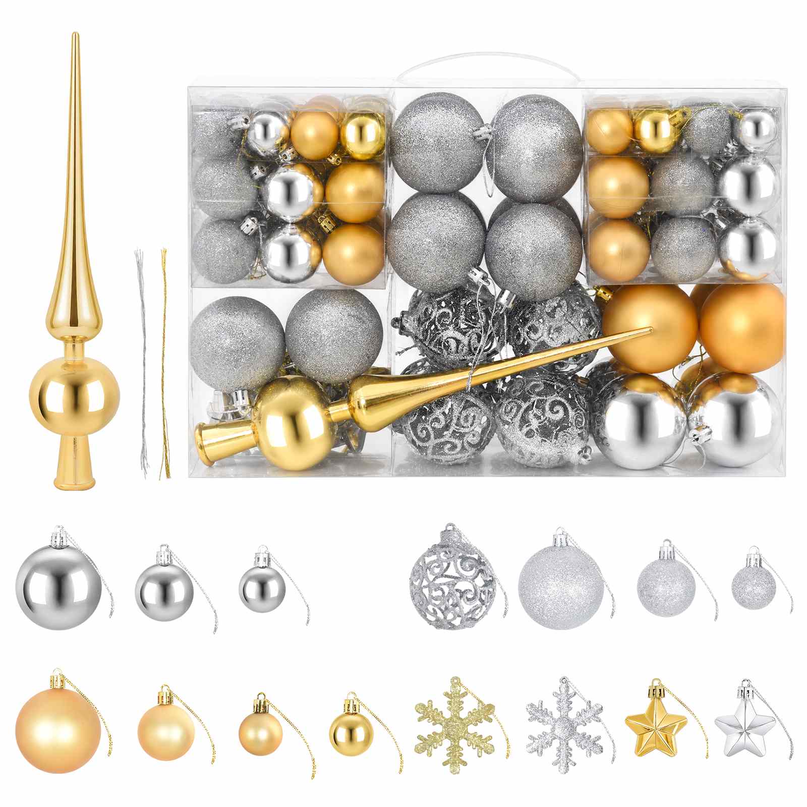 vidaXL Kerstballen set 111 st Zilver- en goudkleurig Dia. 6 cm, foto 3