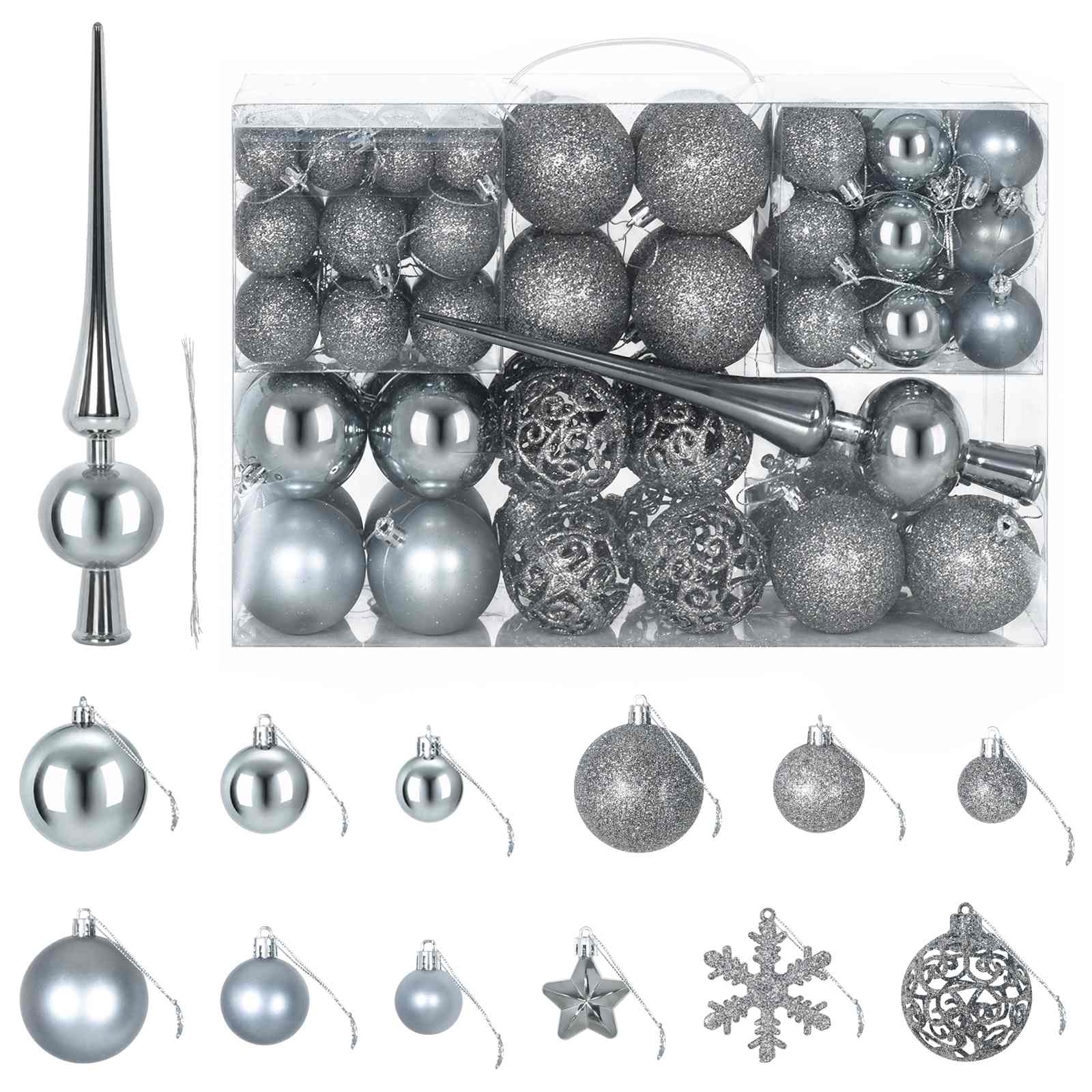 vidaXL Kerstballen set 111 st Grijs Dia. 6 cm Polystyreen, foto 3