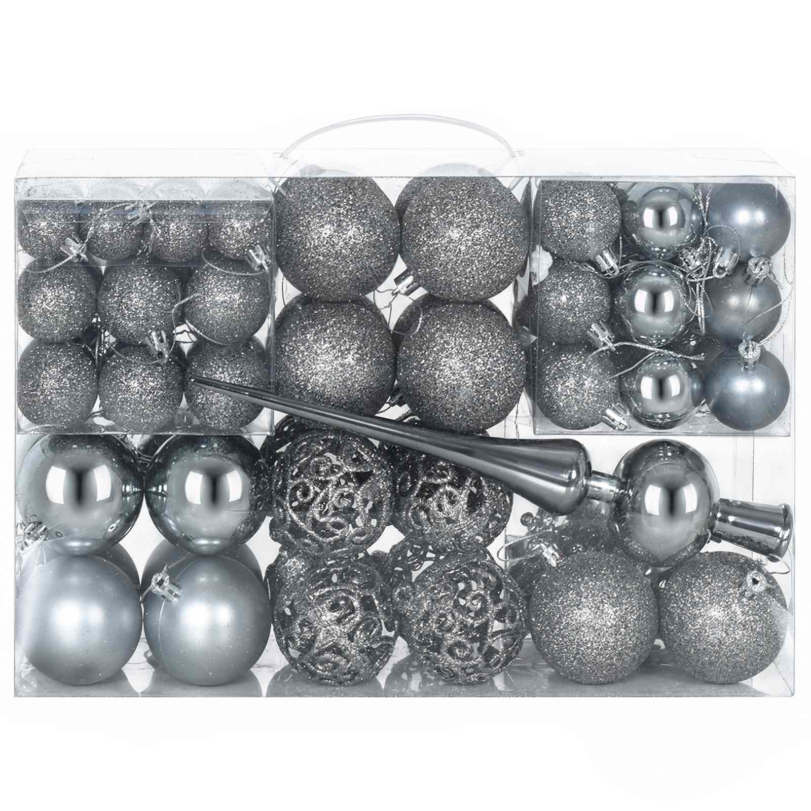 vidaXL Kerstballen set 111 st Grijs Dia. 6 cm Polystyreen, foto 2