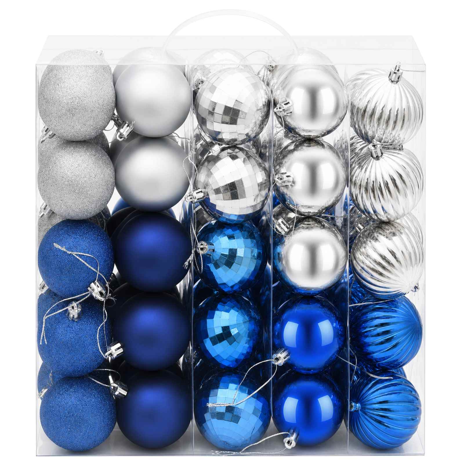 vidaXL Kerstballen set 75 st Blauw en zilver 6 cm Polystyreen, foto 2