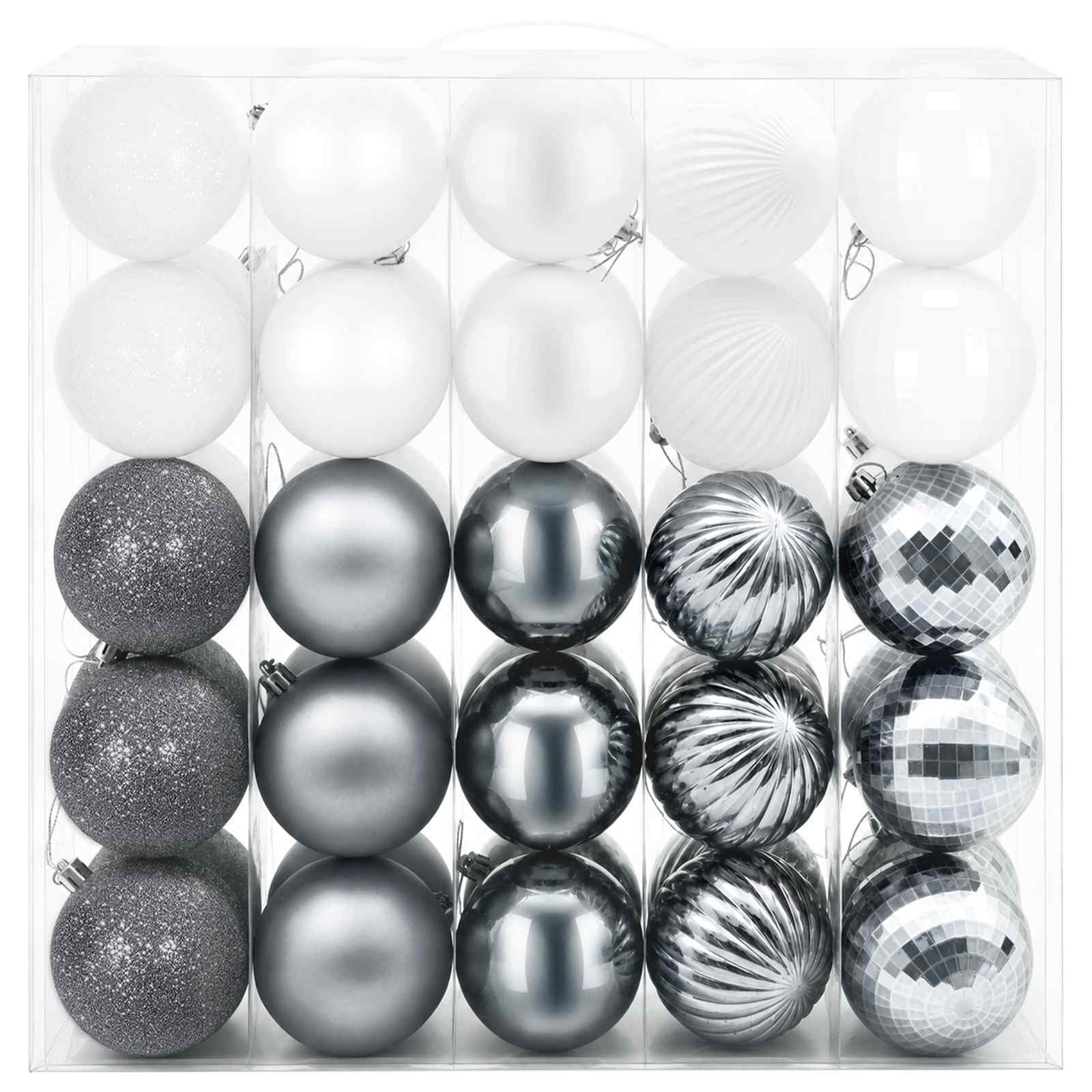 vidaXL Kerstballen set 50 st Wit en Grijs Dia. 8 cm Polystyreen, foto 2