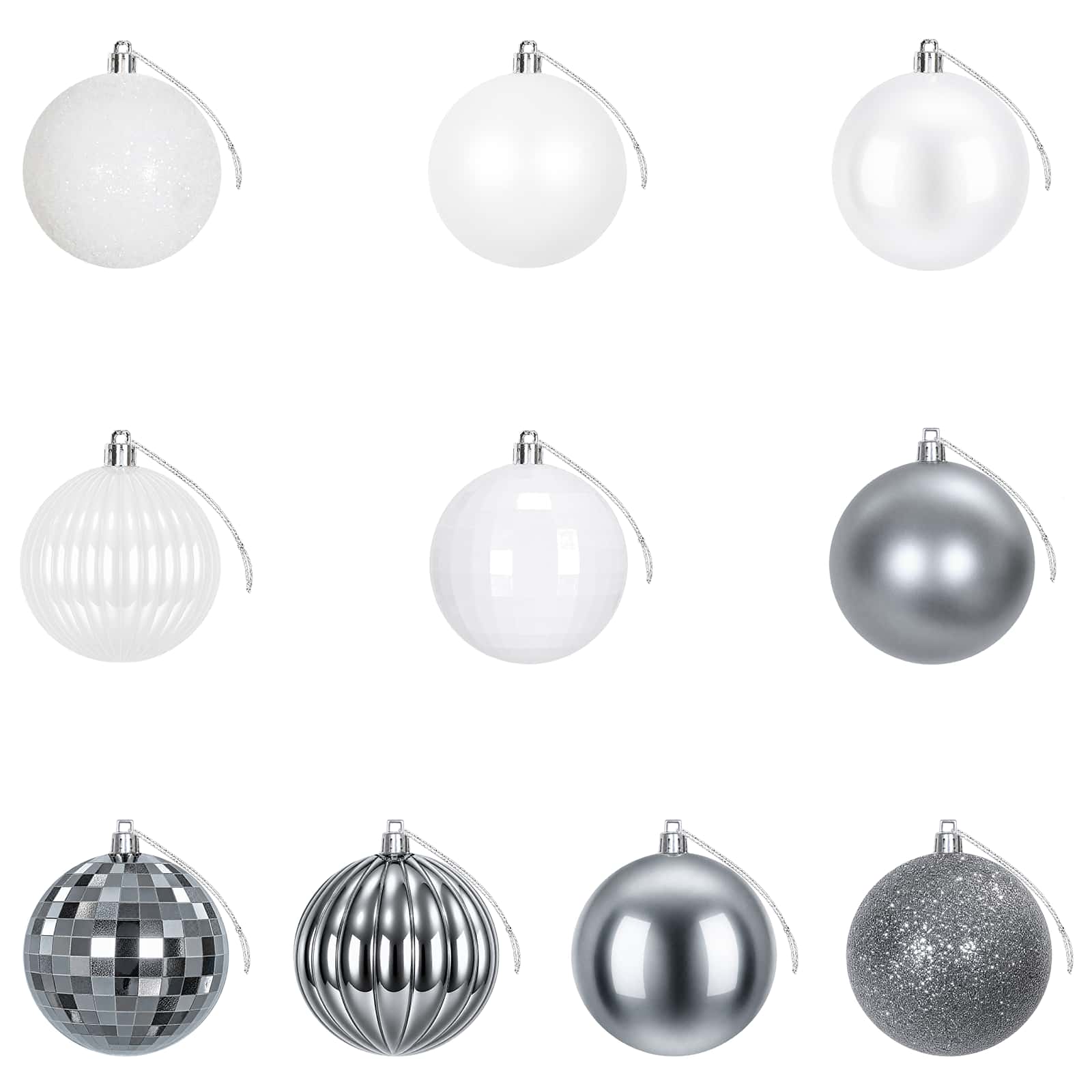 vidaXL Kerstballen set 50 st Wit en Grijs Dia. 8 cm Polystyreen, foto 4