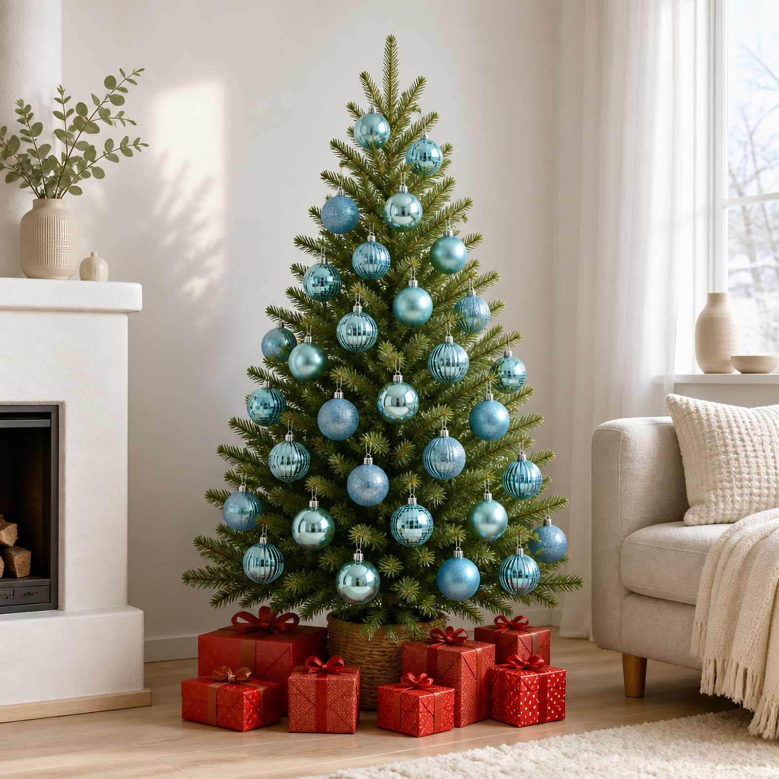 vidaXL Juleballsett 50 stk. Turkis 8 cm Polystyren