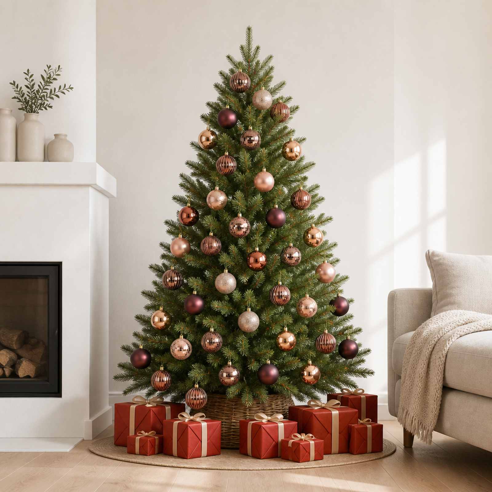 vidaXL Juleballsett 50 stk. Champagne og brun 8 cm Polystyren