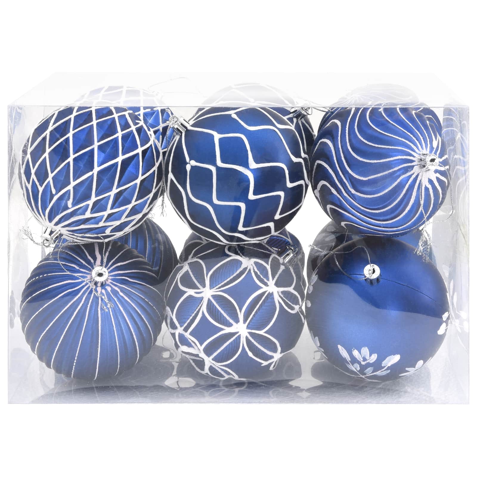 Set božičnih kroglic XL 12 kos Modra in bela 10 cm Polistiren