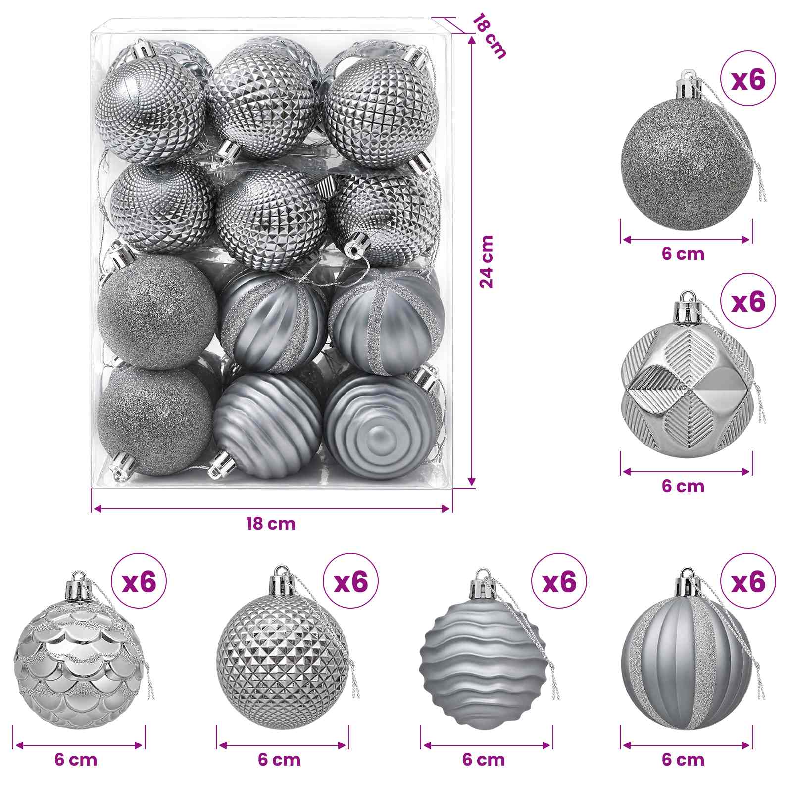 Komplet božičnih kroglic 36 kos Siva 6 cm Polistiren
