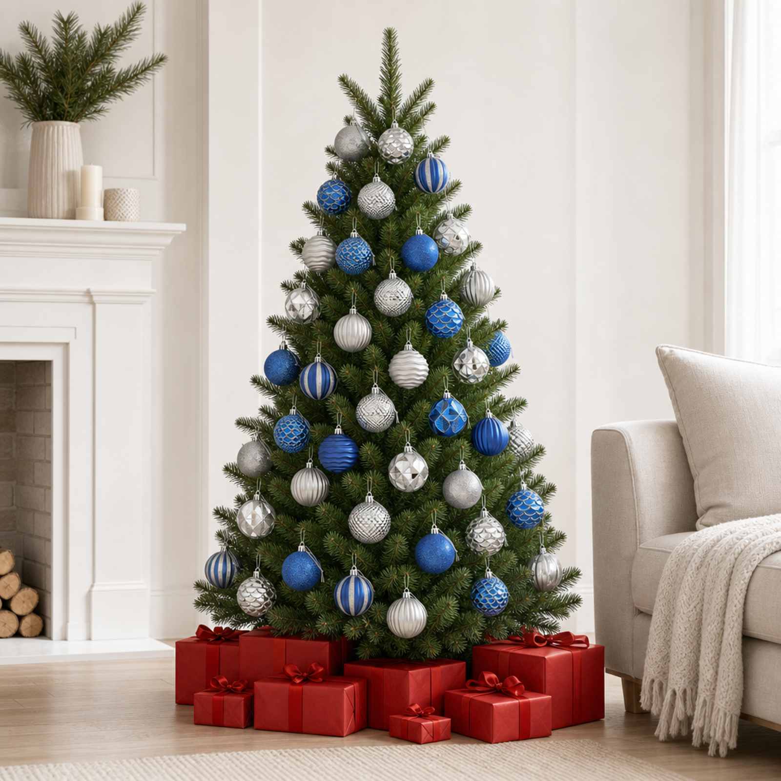 vidaXL Julekuglesæt 36 stk. Blå og sølv 6 cm Polystyren