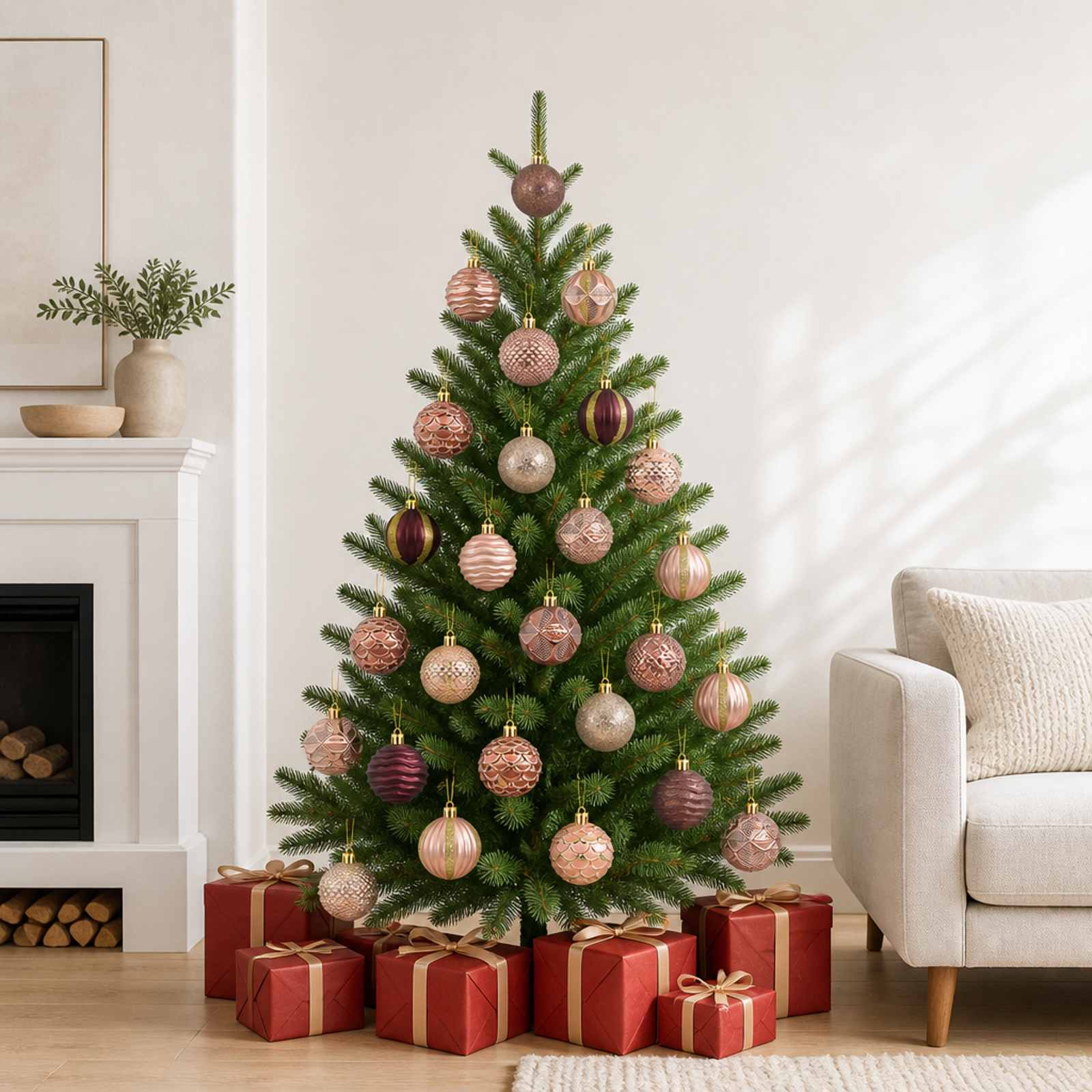 vidaXL Weihnachtskugelset 36 stk. Champagner und Braun