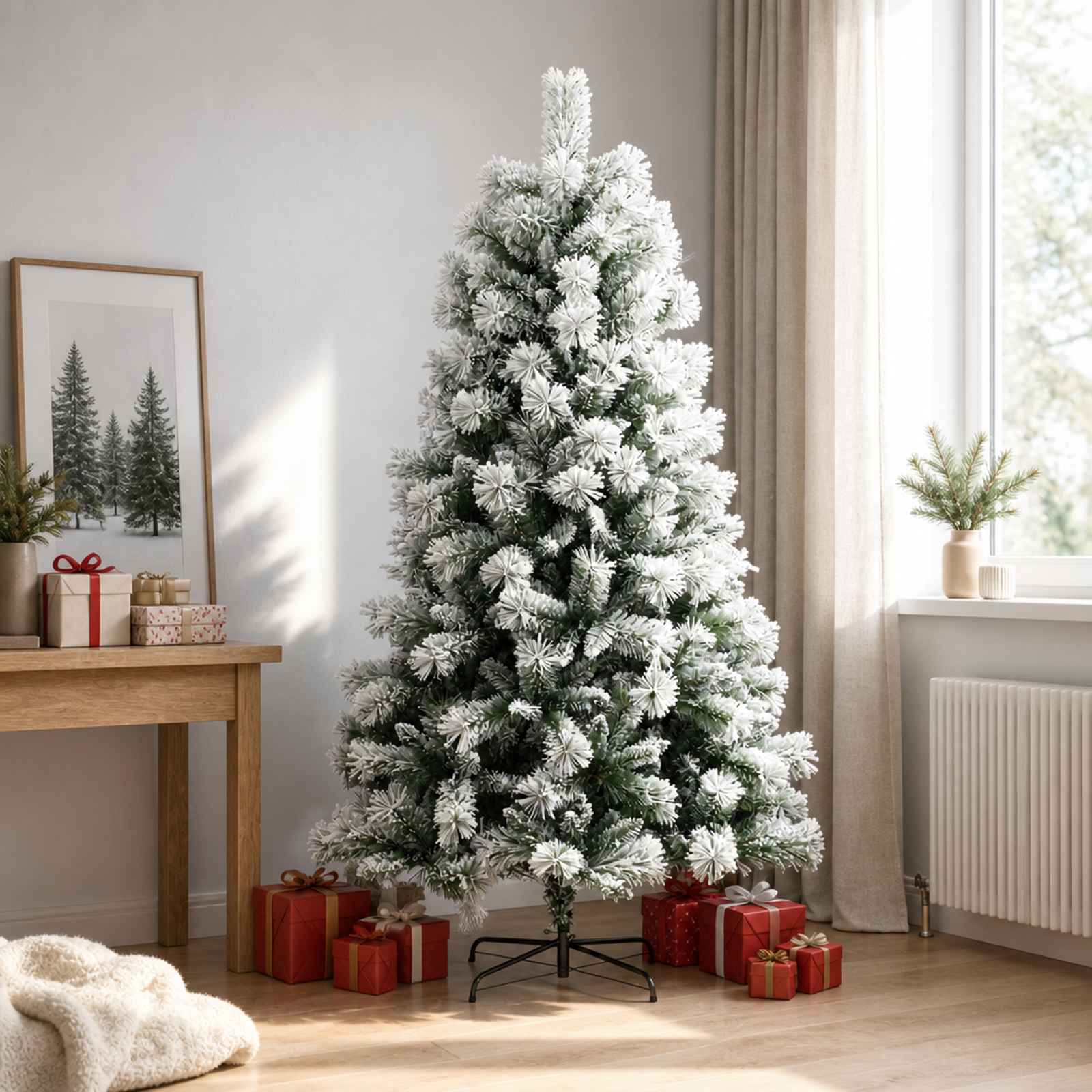vidaXL Kunstigt Hinged Juletræ 180 cm PVC og metal Grøn og Hvid
