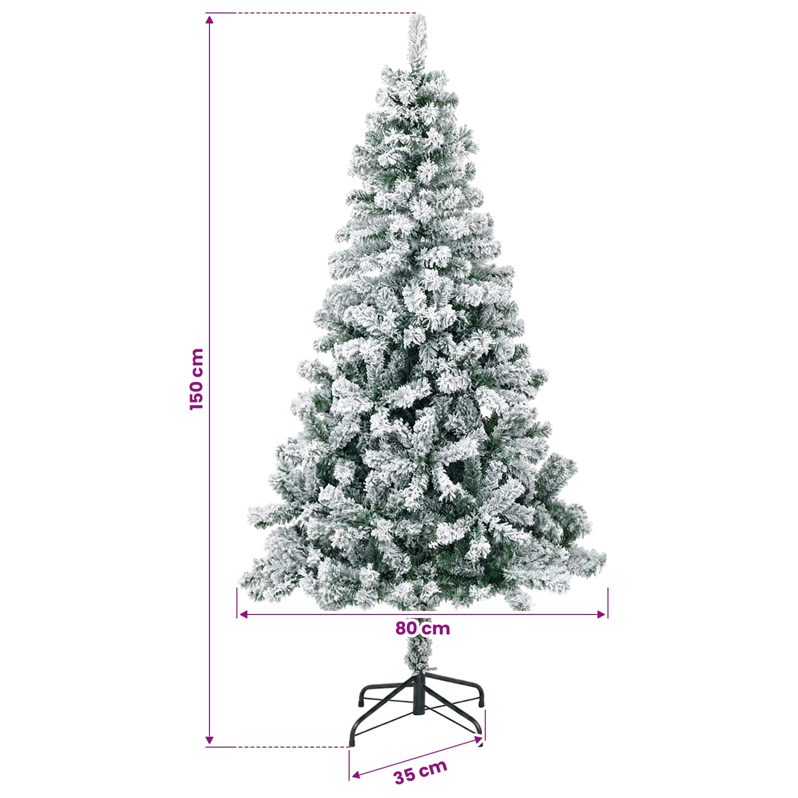 Umestno božično drevo 150 cm PVC in jeklo Zelena in Bela