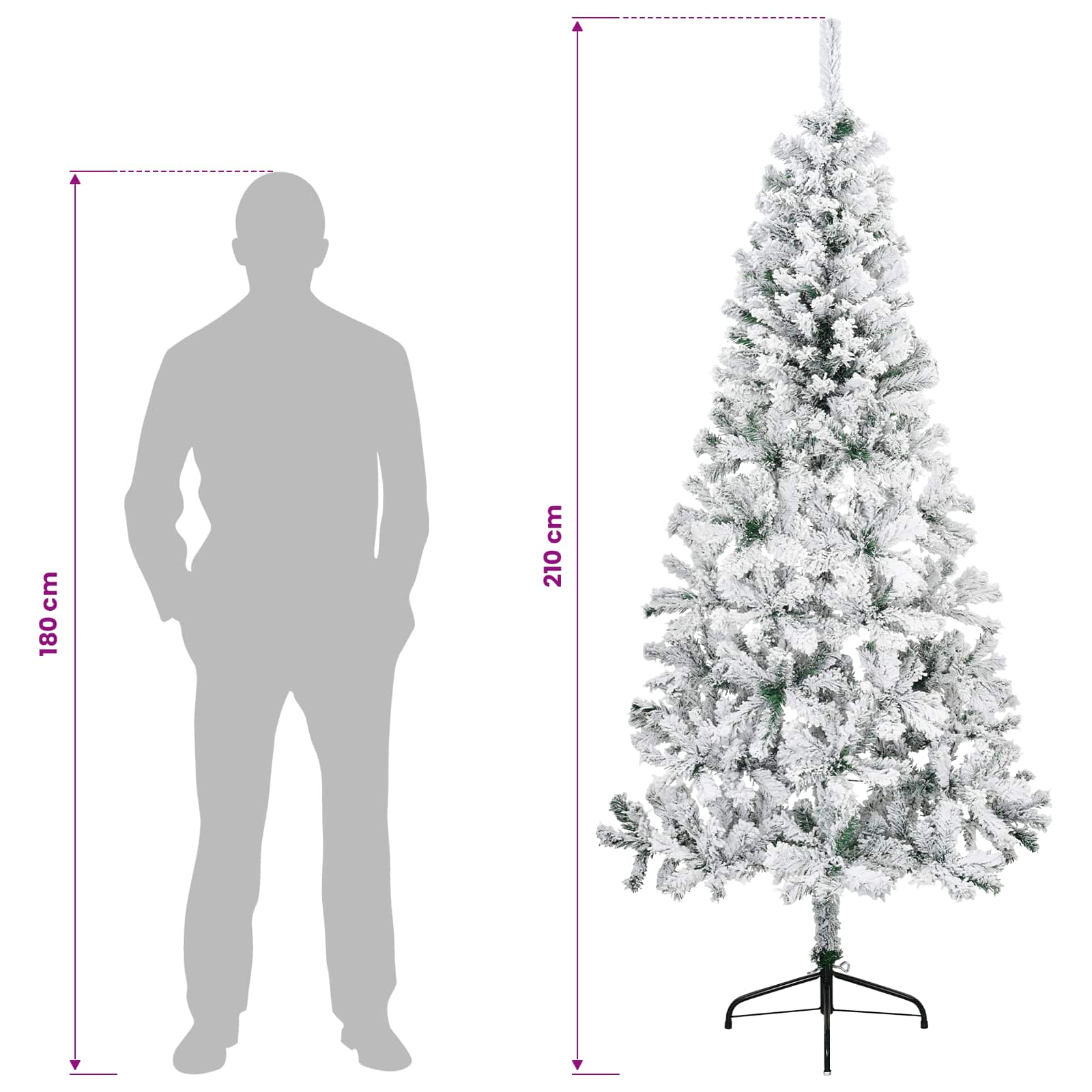 Umestno božično drevo 210 cm PVC in jeklo Zelena in Bela