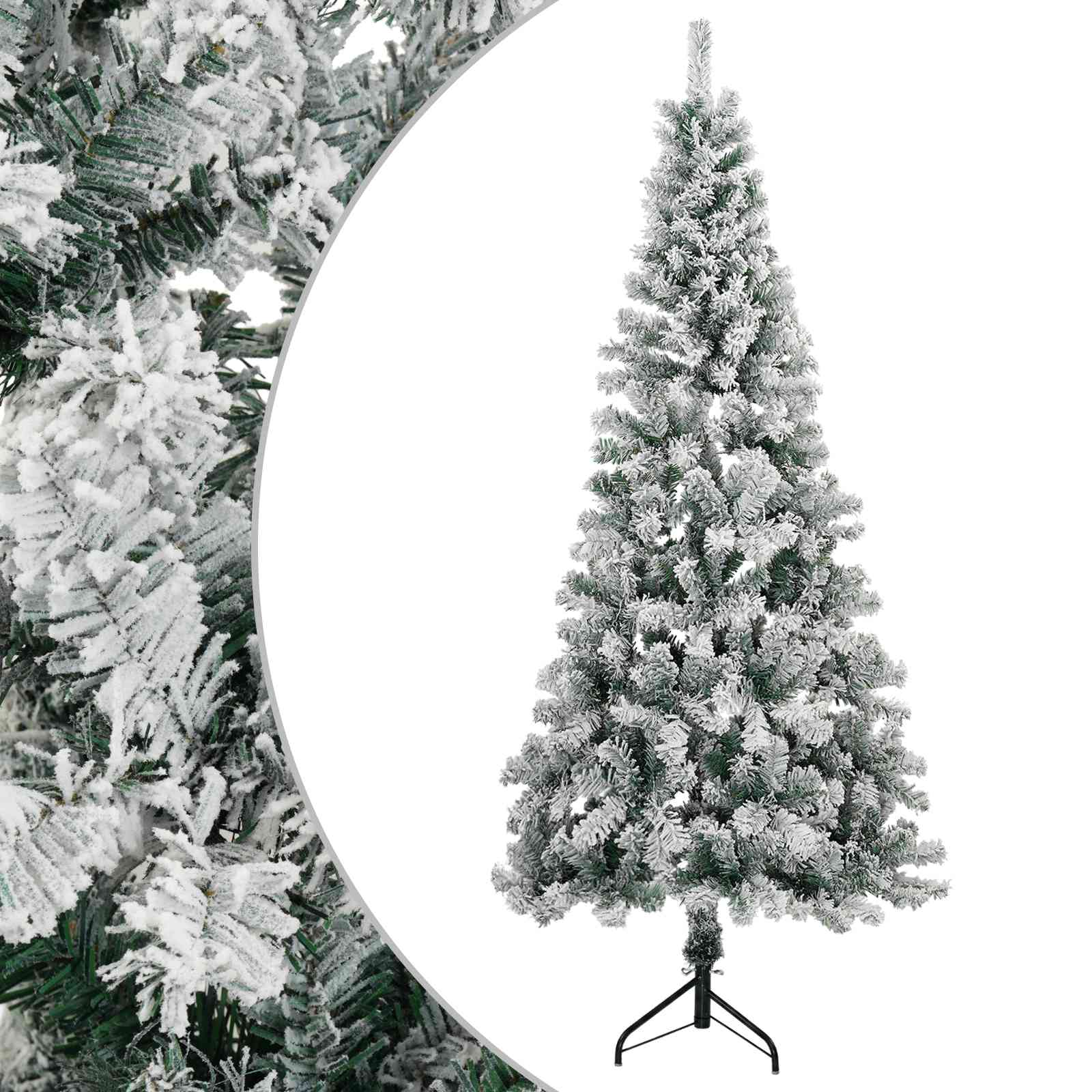 vidaXL Umelý vianočný stromček 180 cm PVC a oceľ Zelená a biela