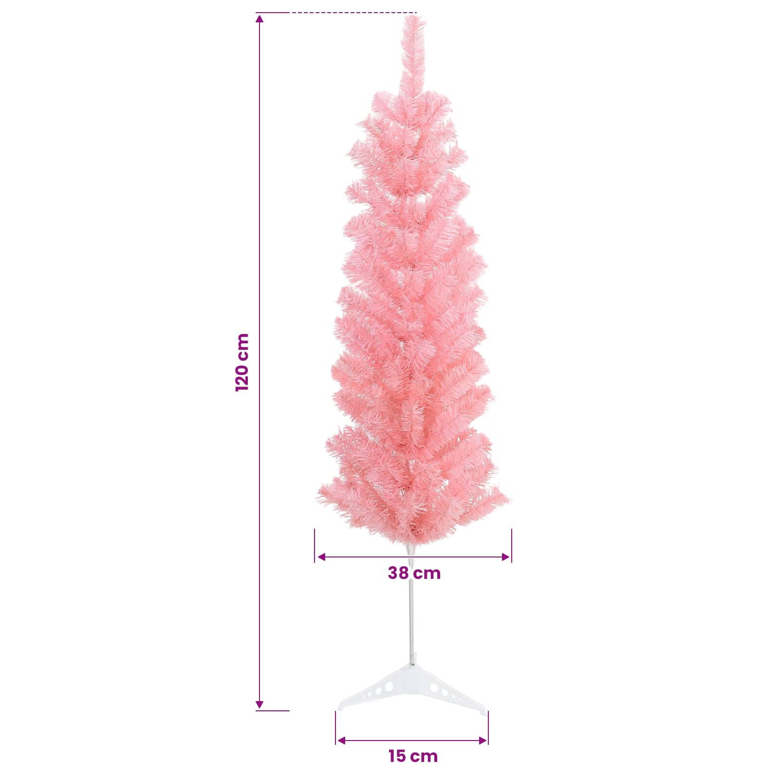Umetno vitko božično drevo 120 cm PVC in jeklo Roza