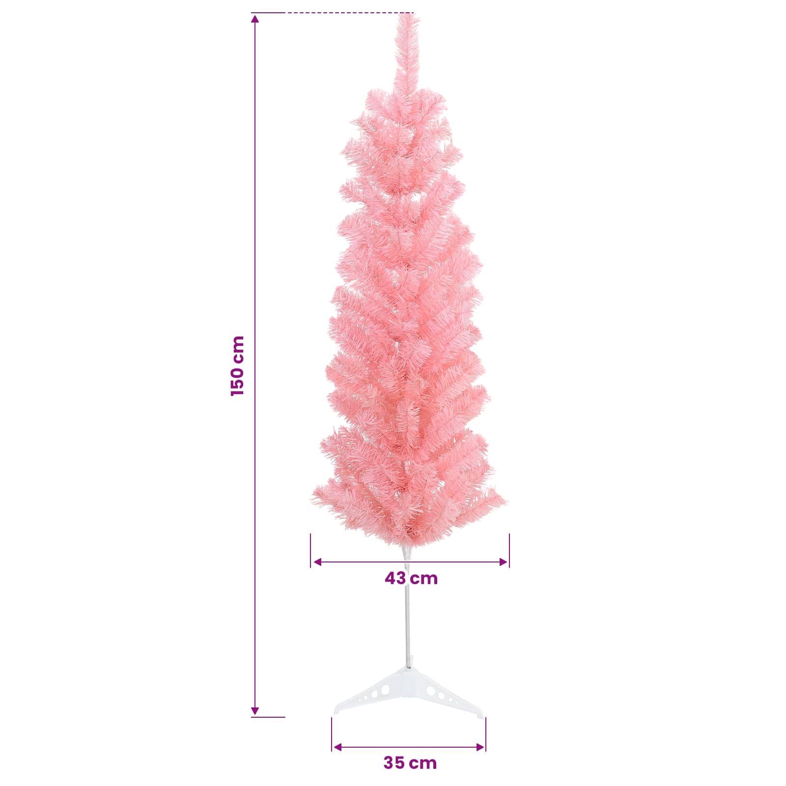 Umetno vitko božično drevo 150 cm PVC in jeklo Roza