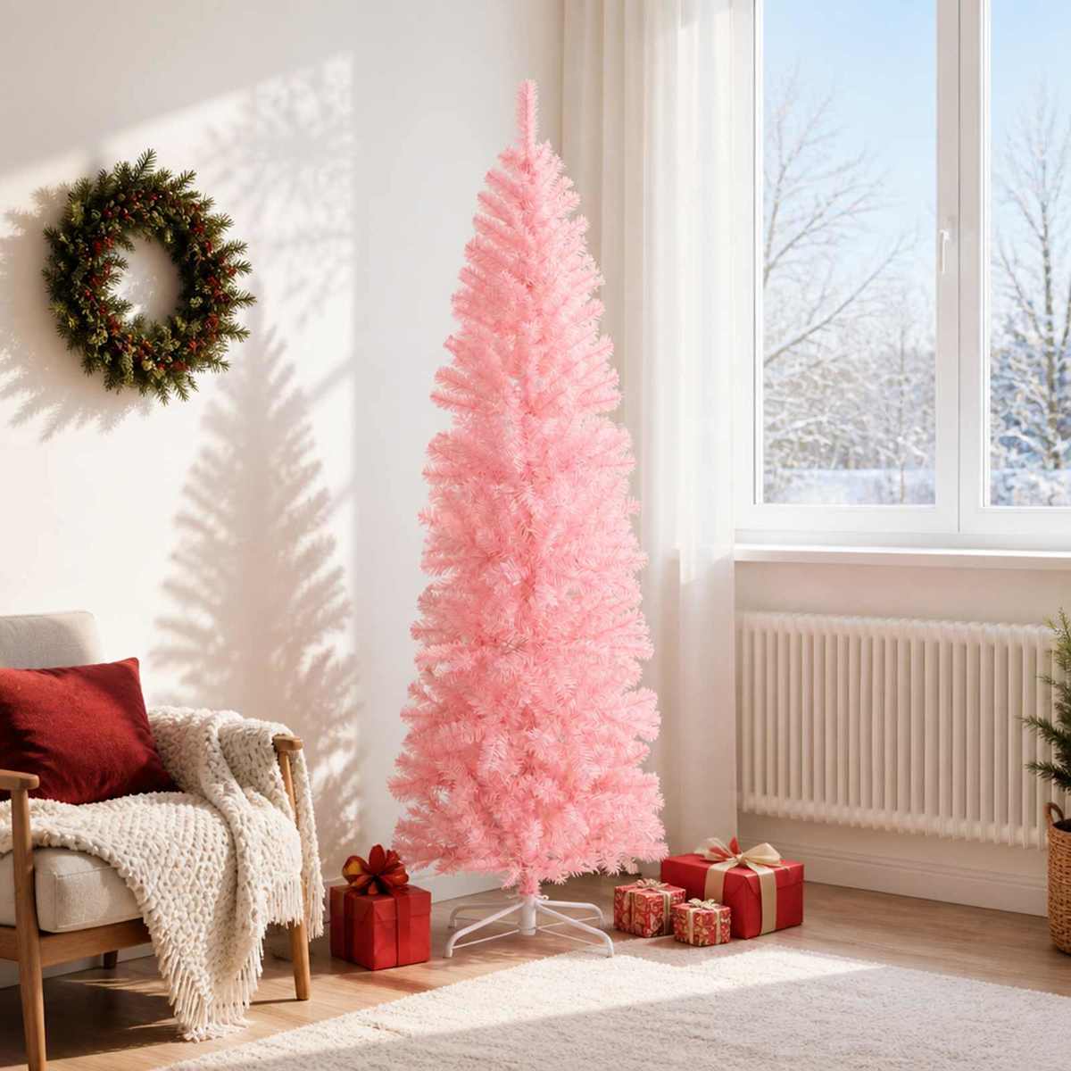 Kunstigt slankt juletræ PVC og Stål