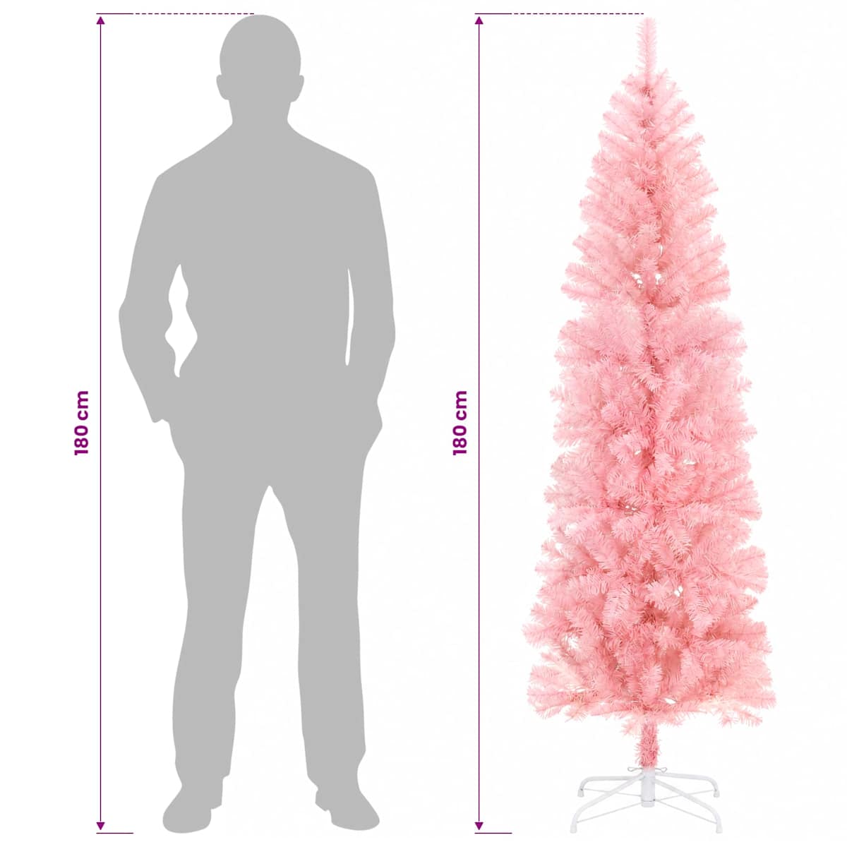 Kunstigt slankt juletræ PVC og Stål - Billede 8