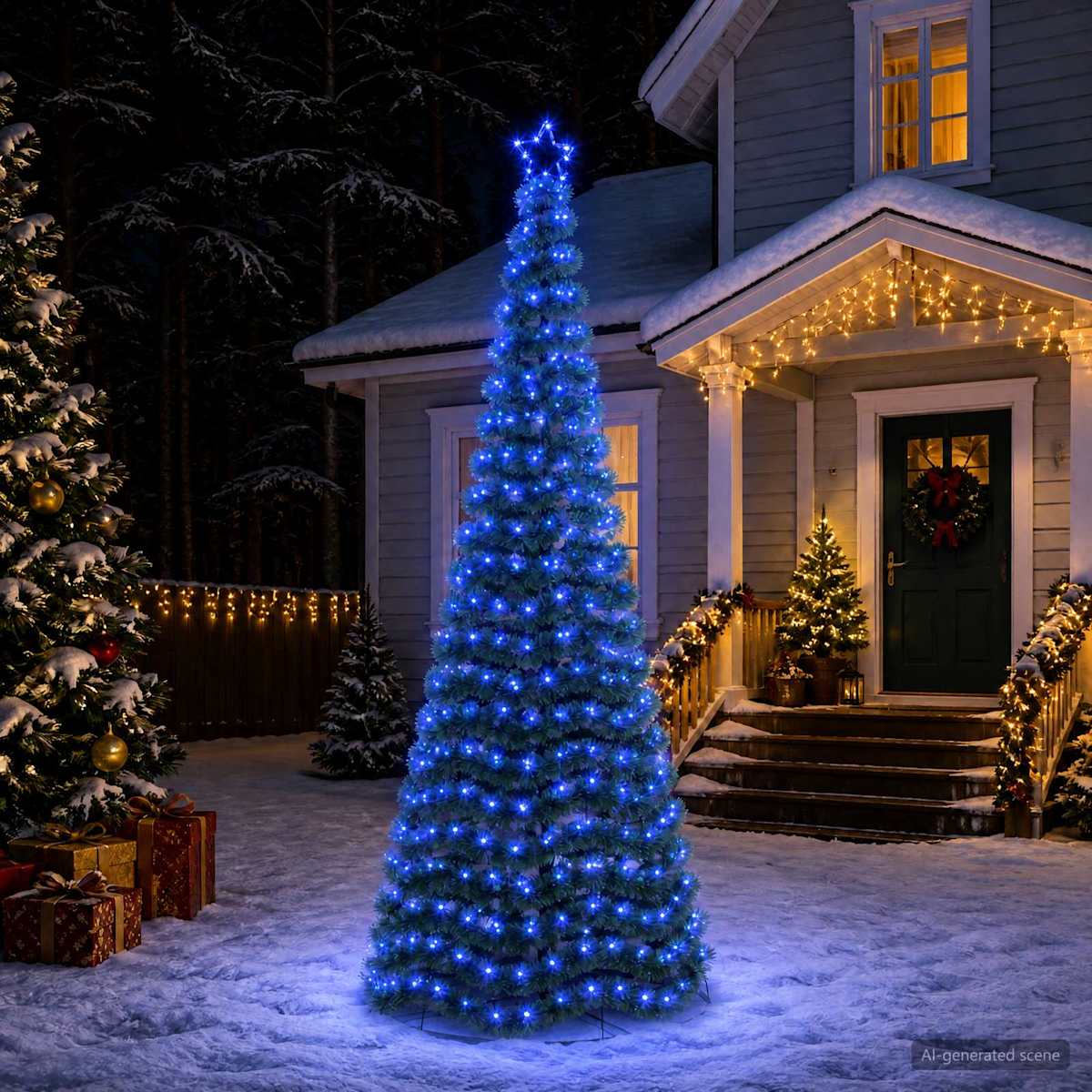 Glimmerjuletræ med LED-lys og fod EKENAS 370 LED'er