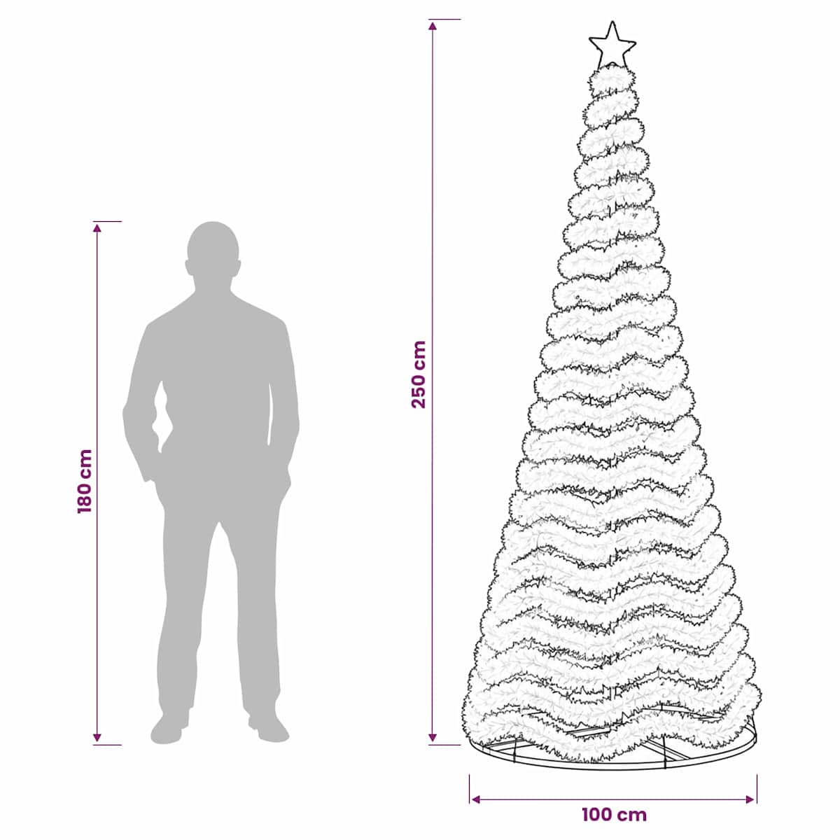 Glimmerjuletræ med LED-lys og fod EKENAS 370 LED'er - Billede 6