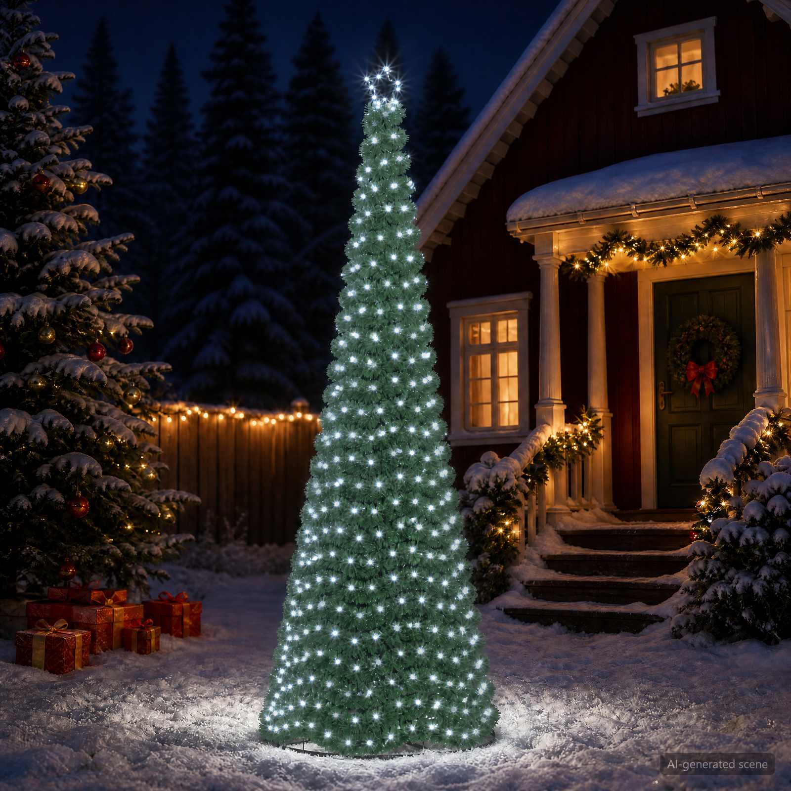 vidaXL LED-glitterjuletre med fot EKENAS 300 cm 475 LED-lys Kaldhvit