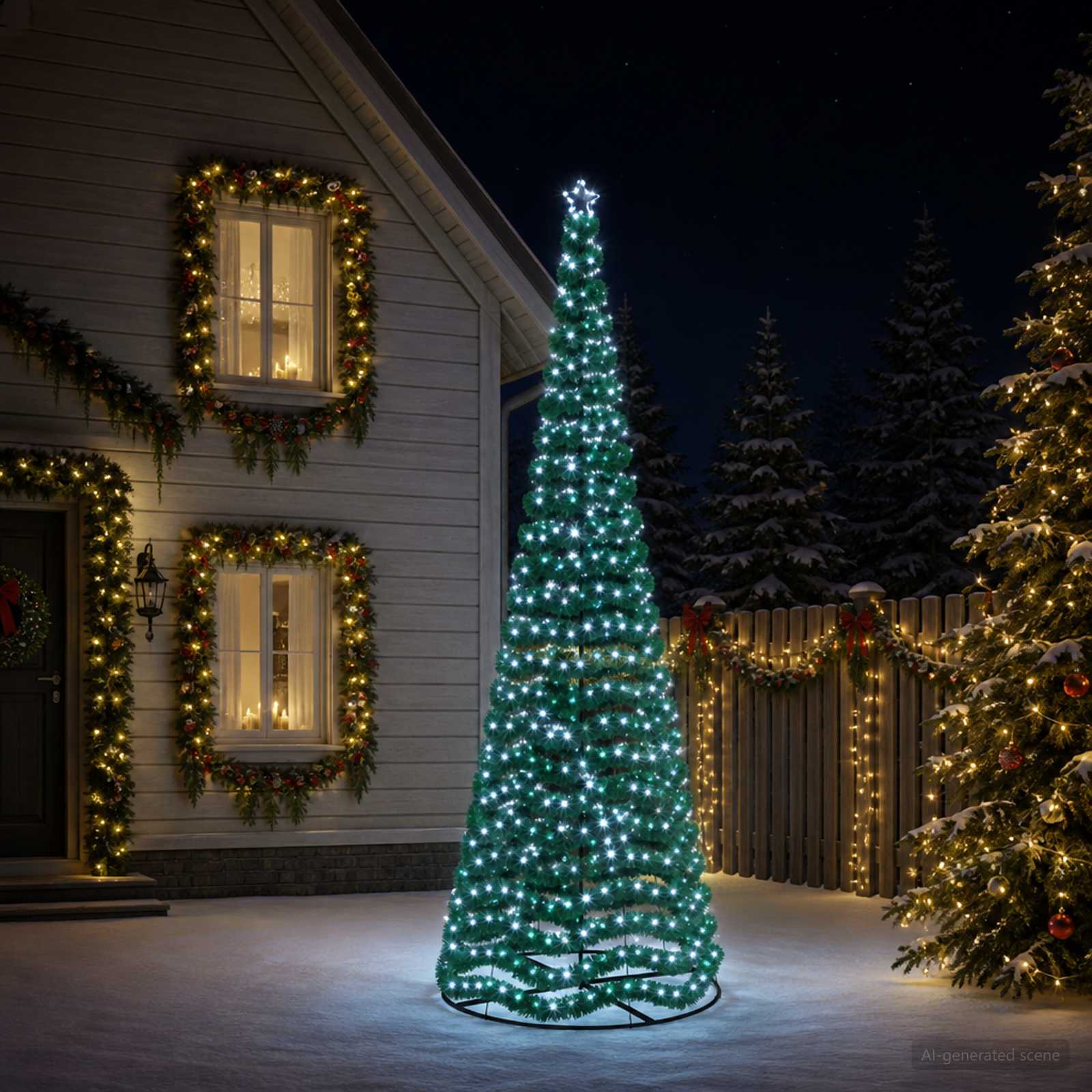 LED Tinsel Christmas Tree with Base EKENAS 588 LEDs — photo 1 of 5