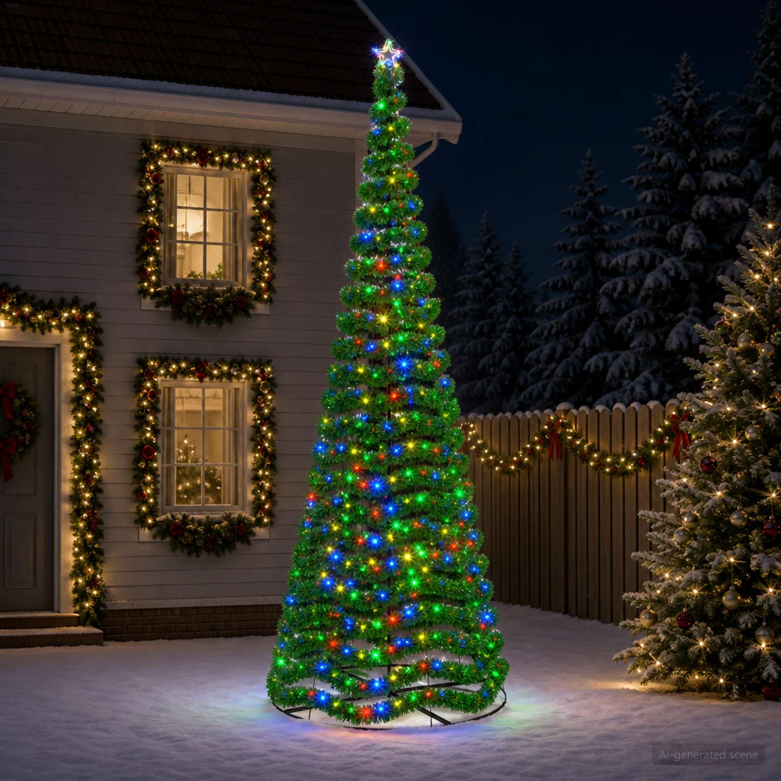 vidaXL LED-glitterjuletre med fot EKENAS 400 cm 588 LED-lys Flerfarget