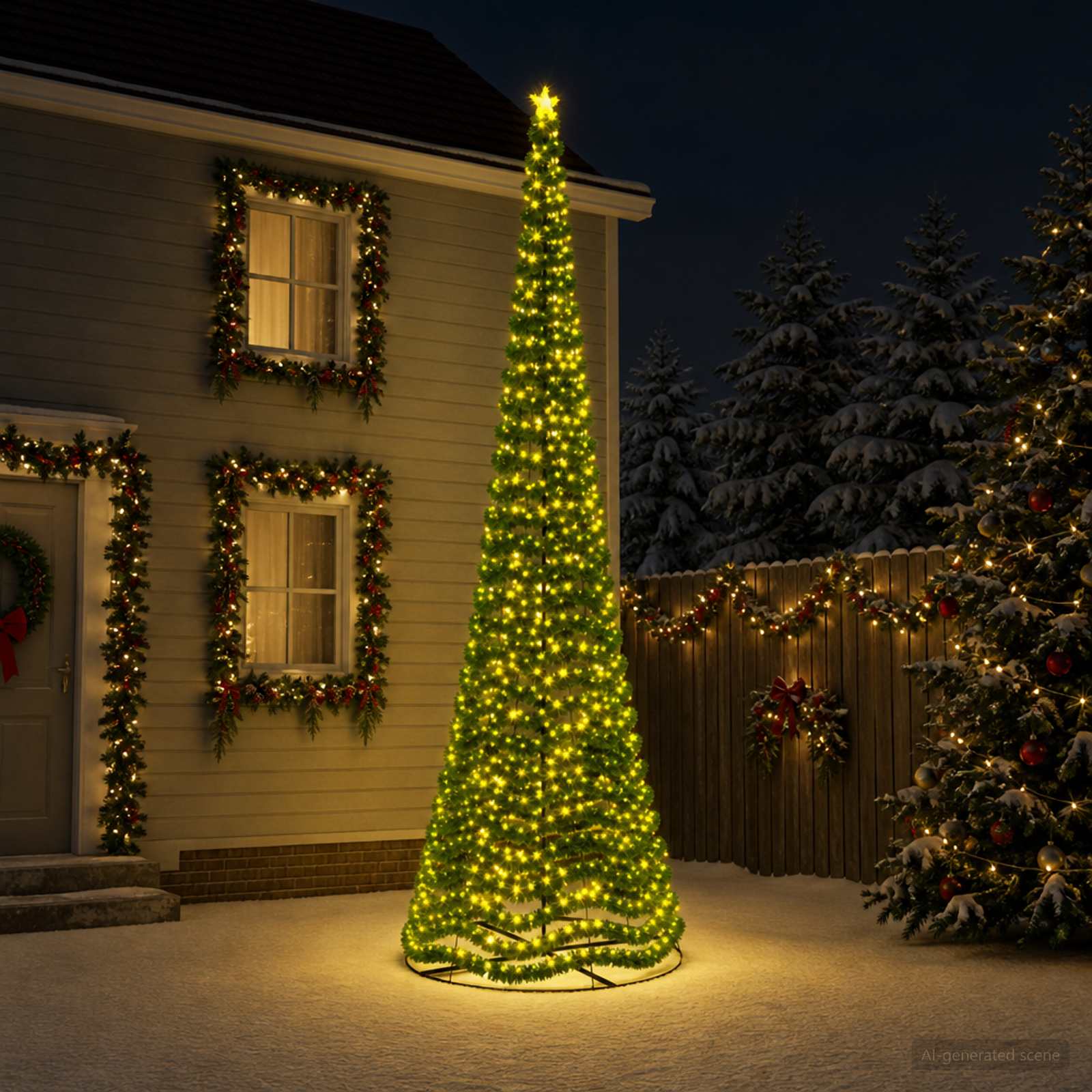 LED Tinsel Christmas Tree with Base EKENAS 868 LEDs — photo 1 of 5
