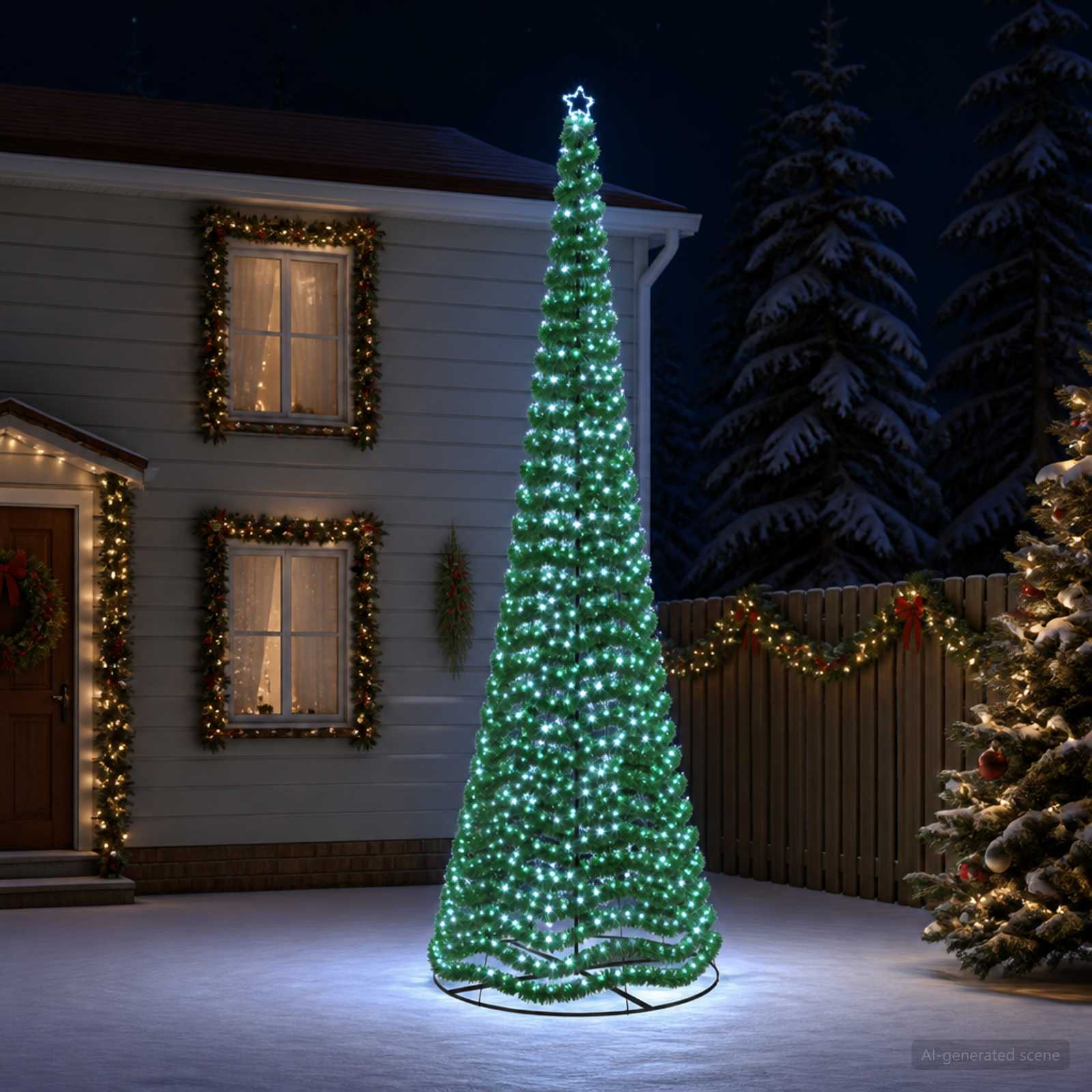 vidaXL LED-glitterjuletre med fot EKENAS 500 cm 868 LED-lys Kaldhvit