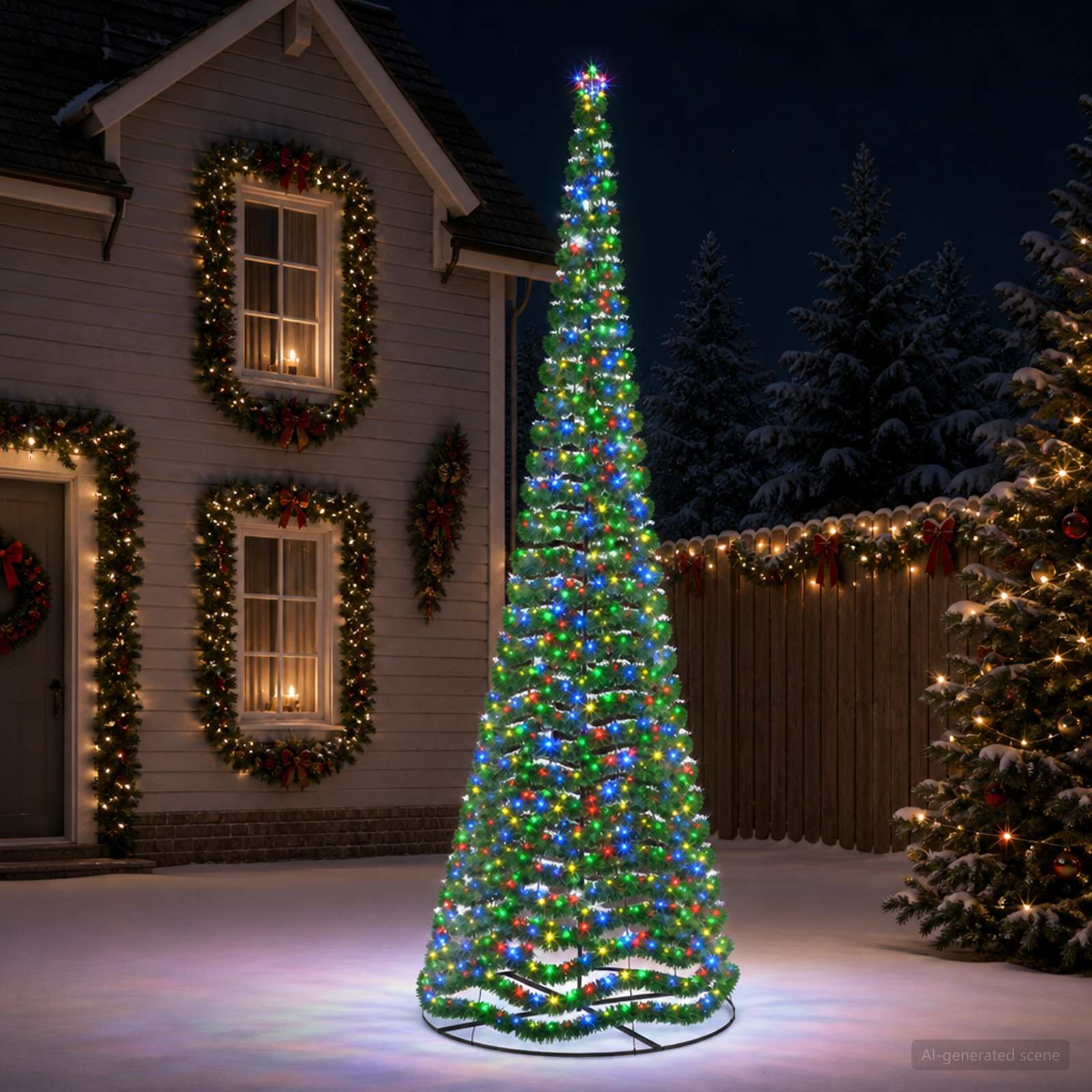 vidaXL LED-glitterjuletre med fot EKENAS 500 cm 868 LED-lys Flerfarget
