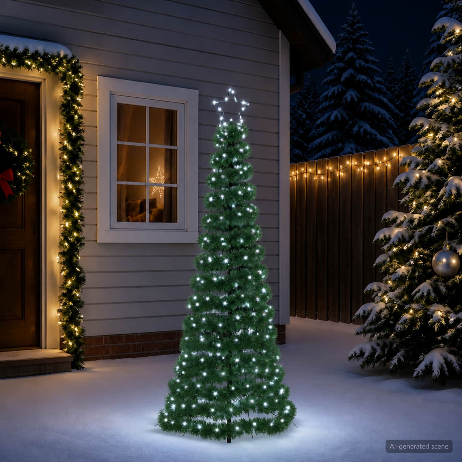LED novoletna jelka iz tinsel traku s klinom EKENAS 180 cm