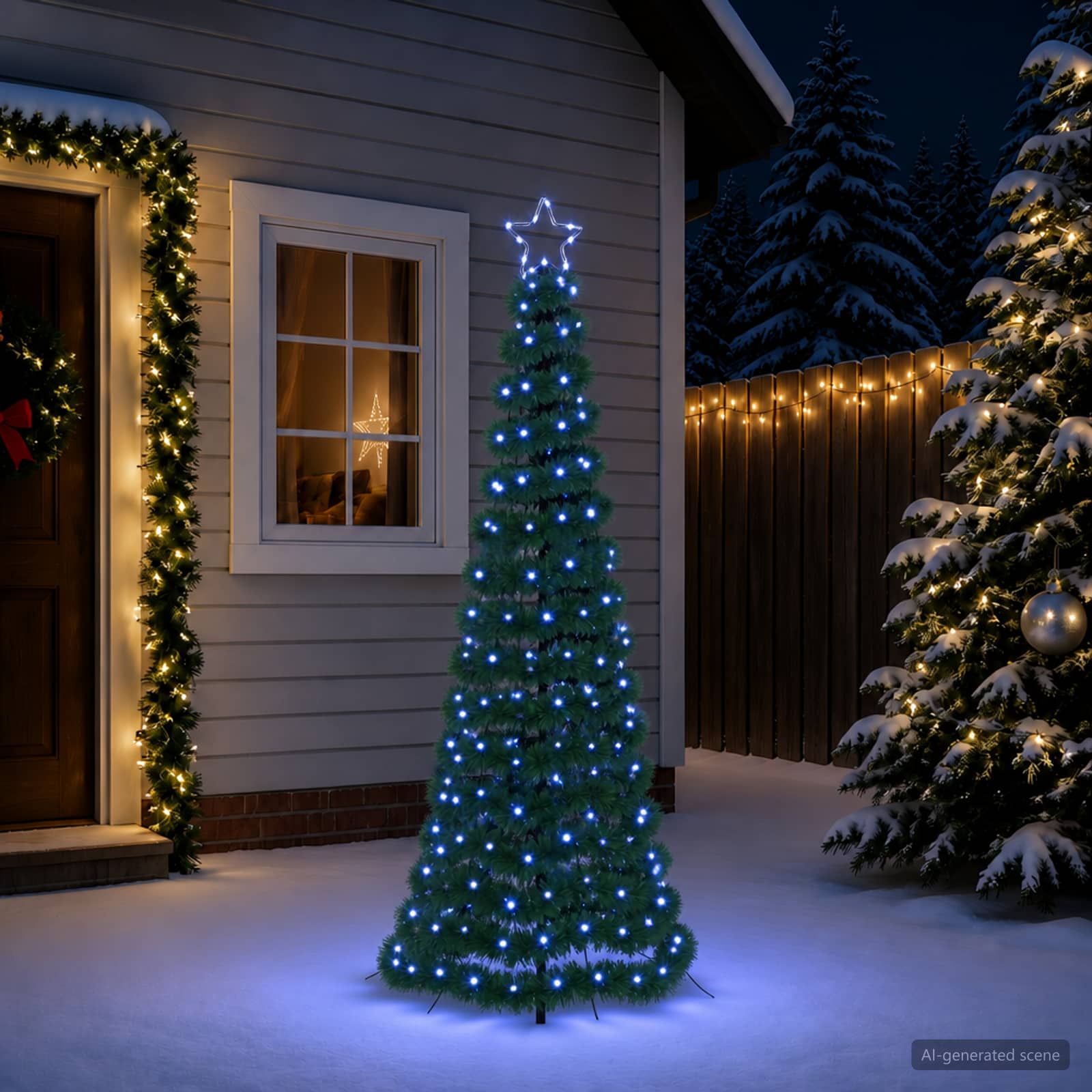LED novoletna jelka iz tinsel traku s klinom EKENAS 180 cm
