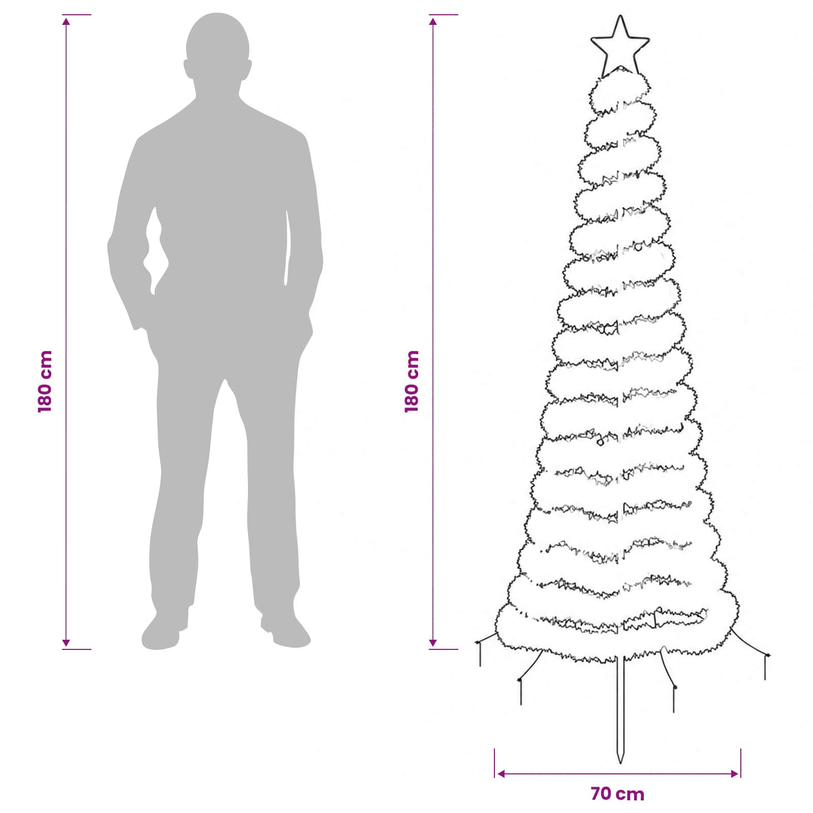 LED novoletna jelka iz tinsel traku s klinom EKENAS 180 cm