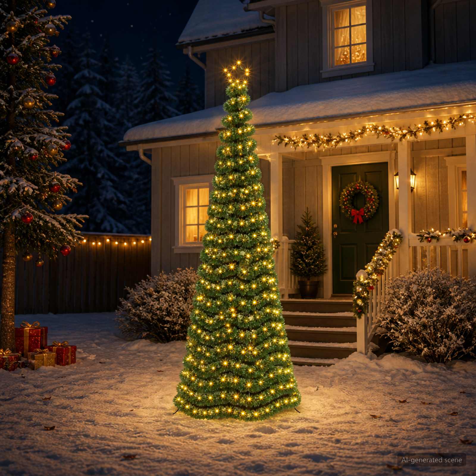 LED novoletna jelka iz tinsel traku s klinom EKENAS 250 cm