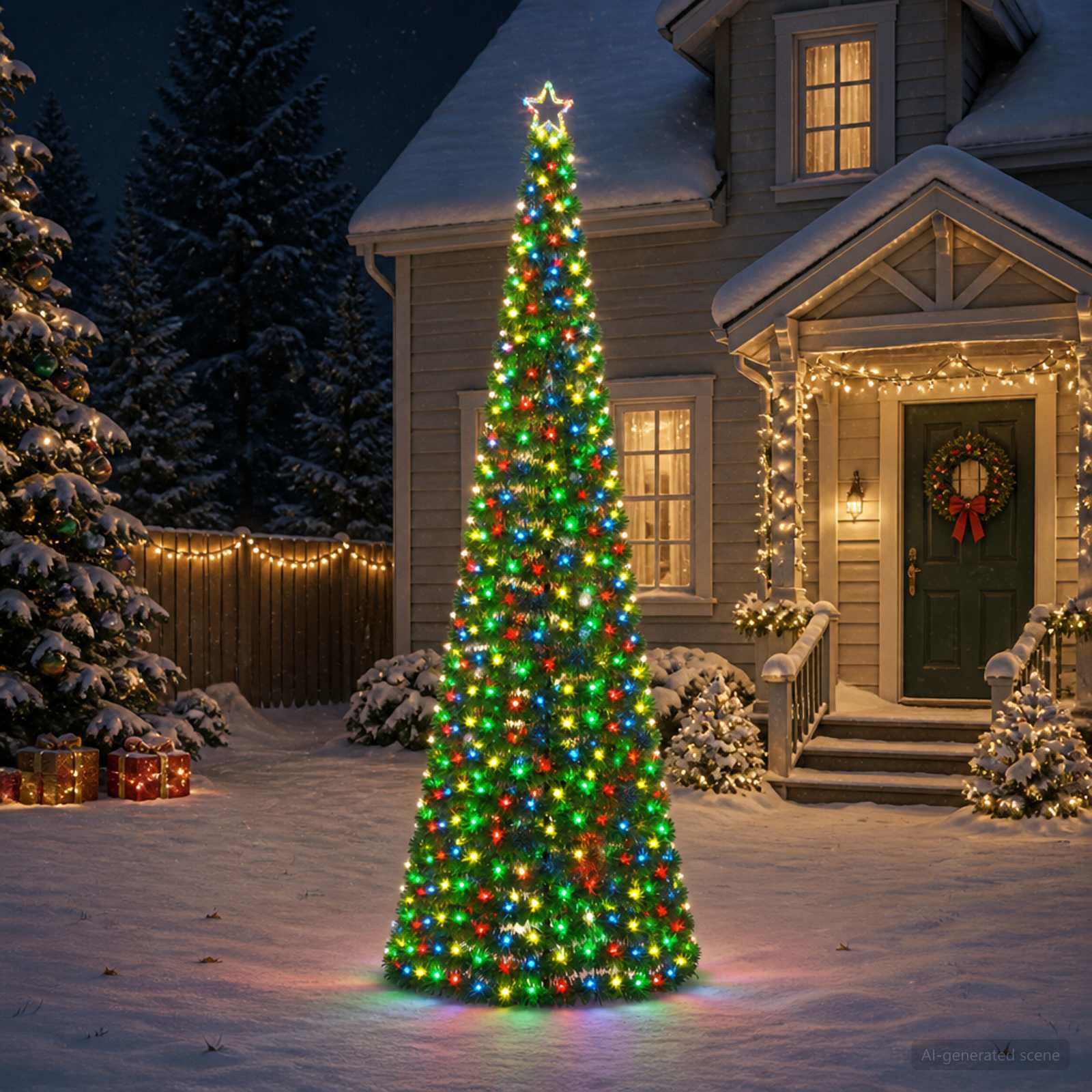 vidaXL LED-glimmerjuletræ med jordspyd EKENAS 300 cm 475 LED'er