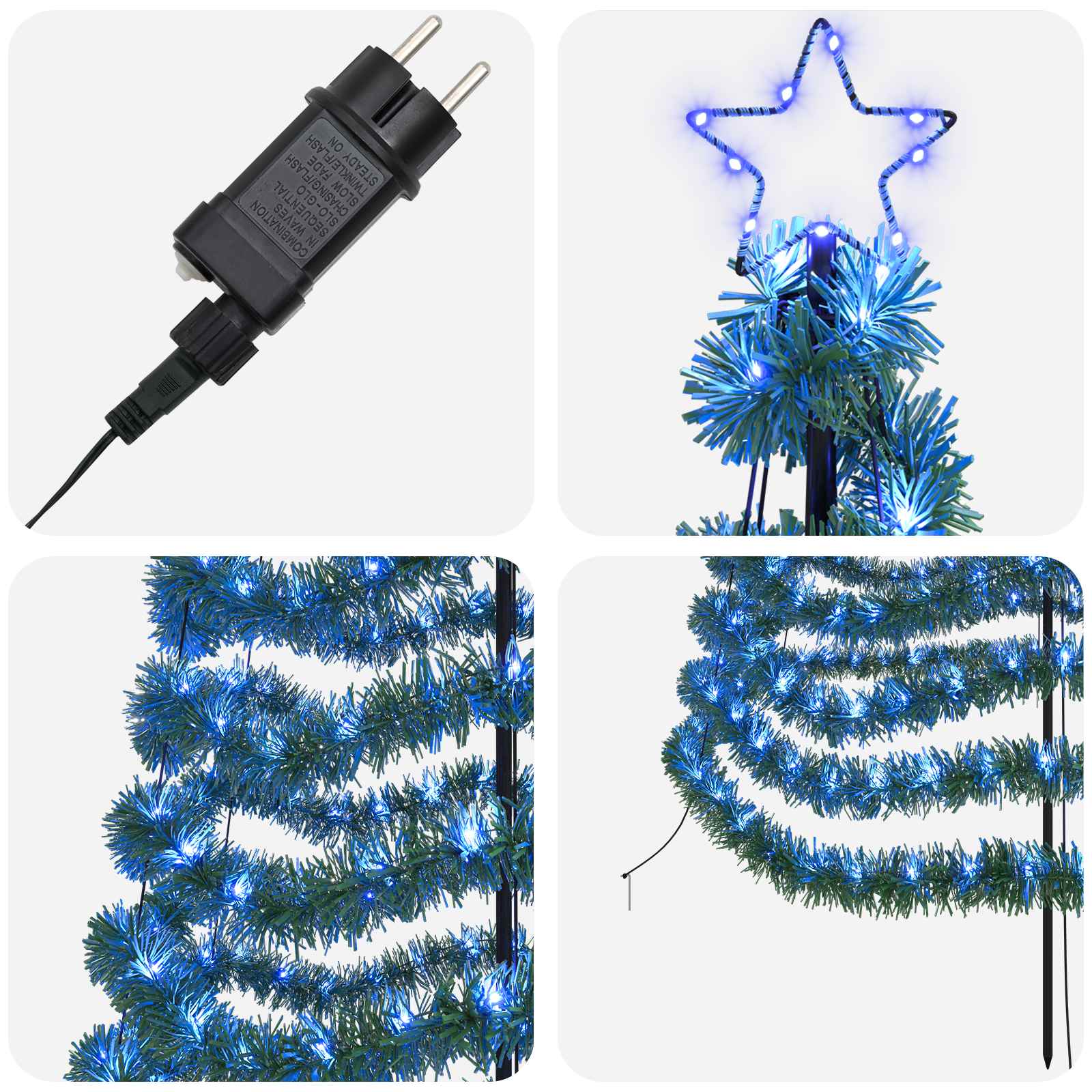 LED novoletna jelka iz tinsel traku s klinom EKENAS 400 cm